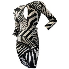 Just Cavalli: Vintage-Minikleid mit Zebradruck und Ausschnitt von Roberto Cavalli