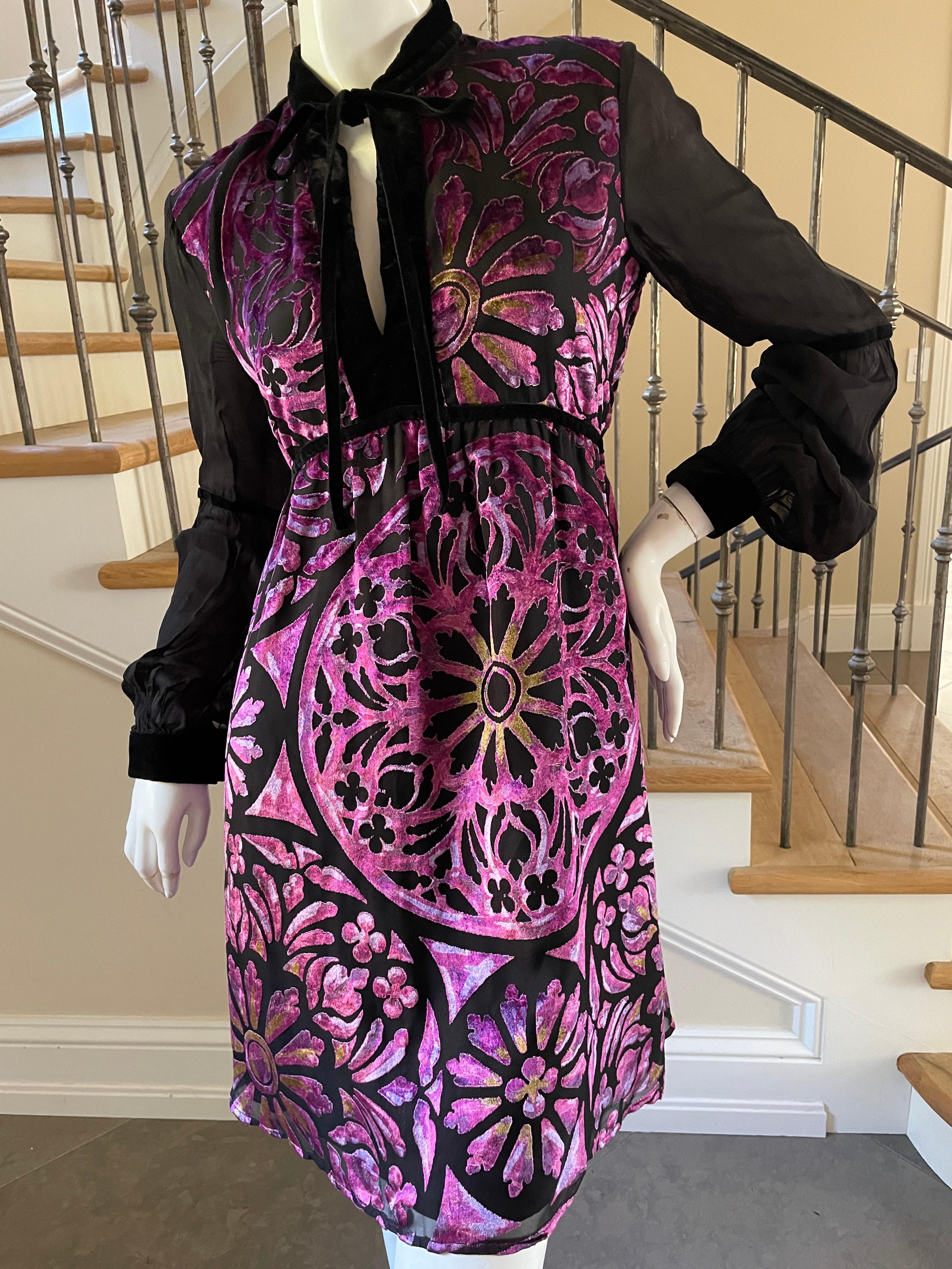 Just Cavalli Vintage Purple Velvet Stain Glass Cocktail Dress by Roberto Cavalli For Sale 1
