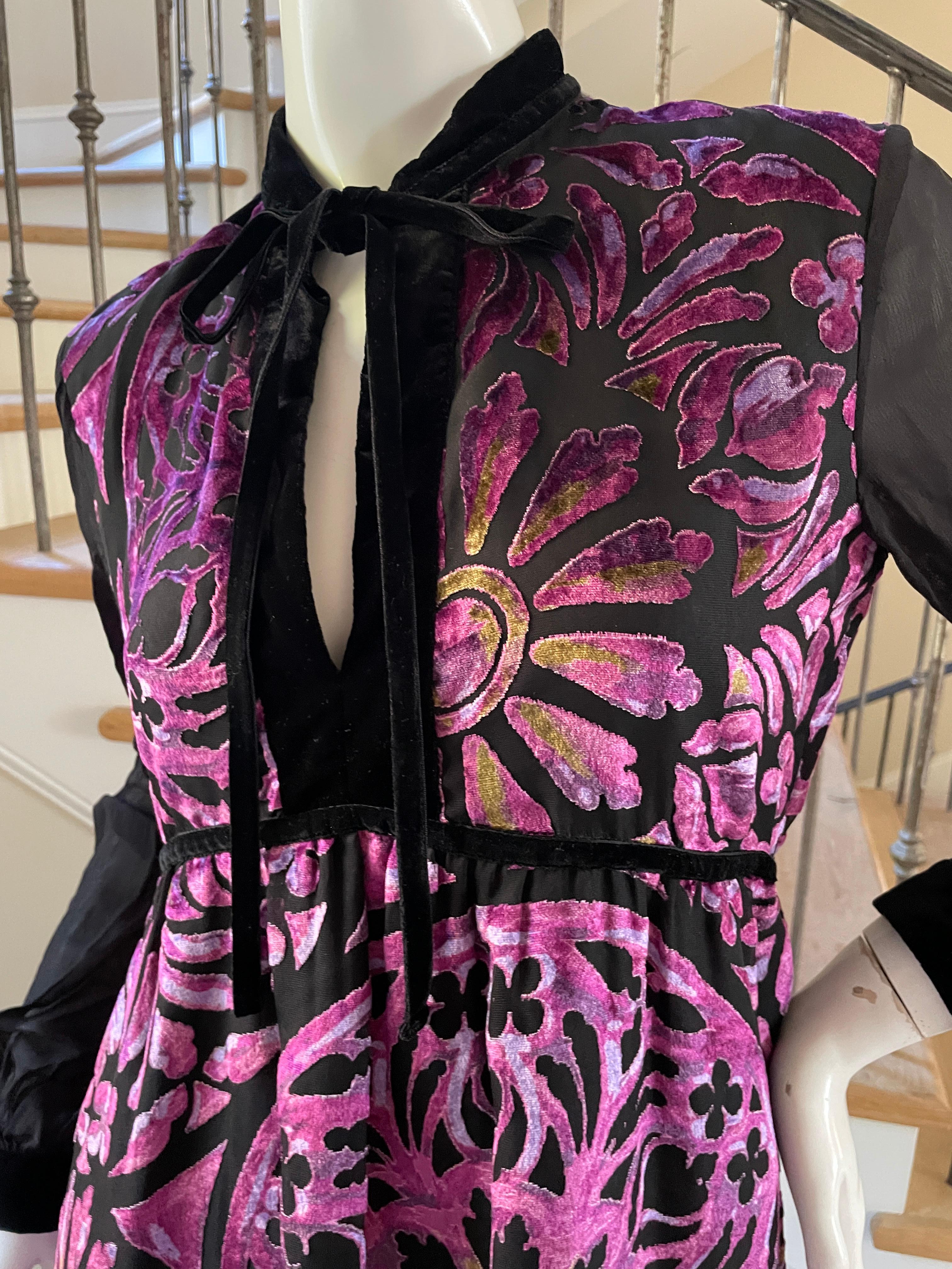 Just Cavalli Vintage Purple Velvet Stain Glass Cocktail Dress by Roberto Cavalli For Sale 2