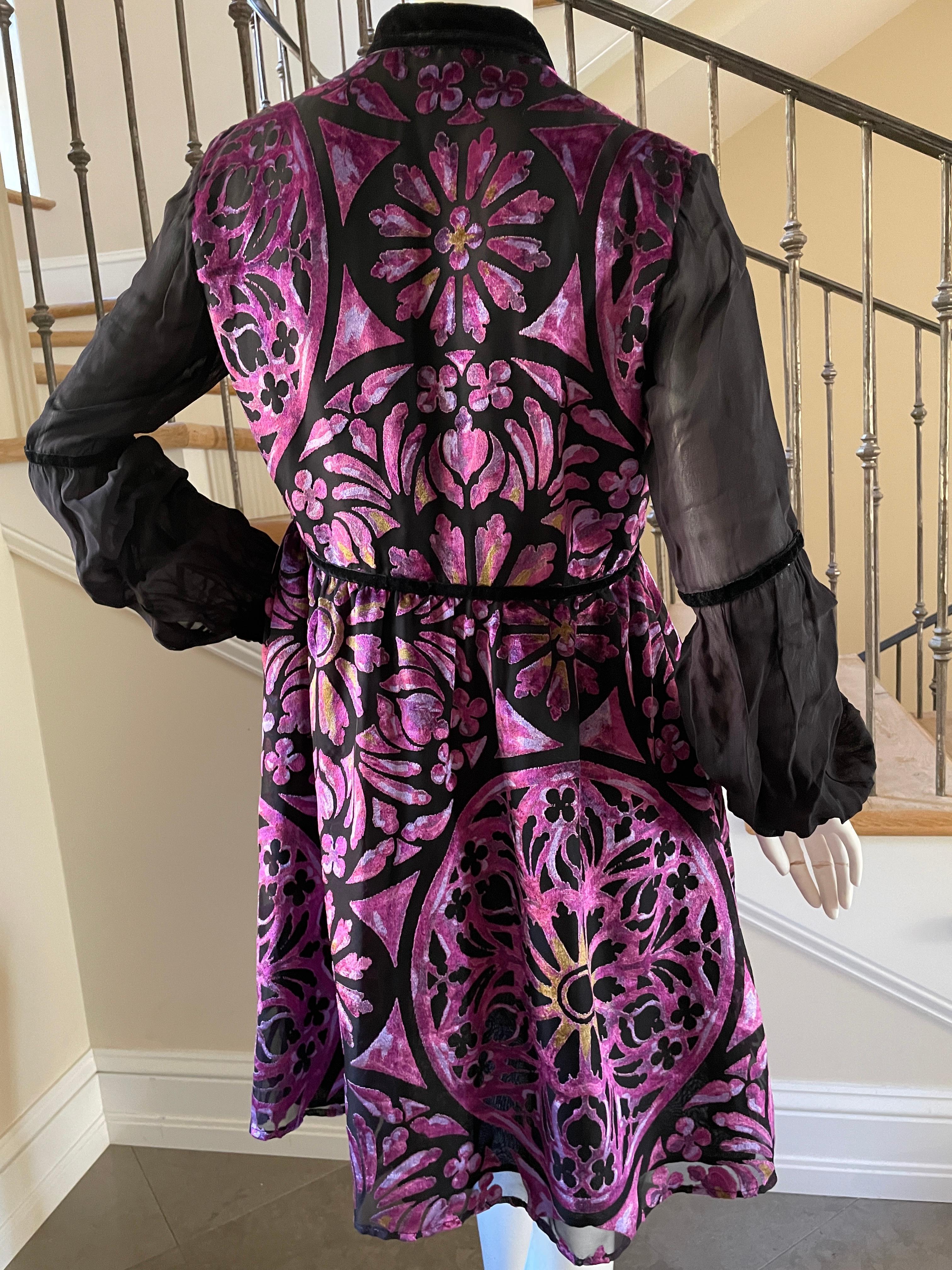 Just Cavalli Vintage Purple Velvet Stain Glass Cocktail Dress by Roberto Cavalli For Sale 3