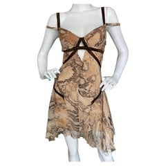 Just Cavalli Vintage-Minikleid aus Seide mit Reptildruck und Schlüsselloch von Roberto Cavalli