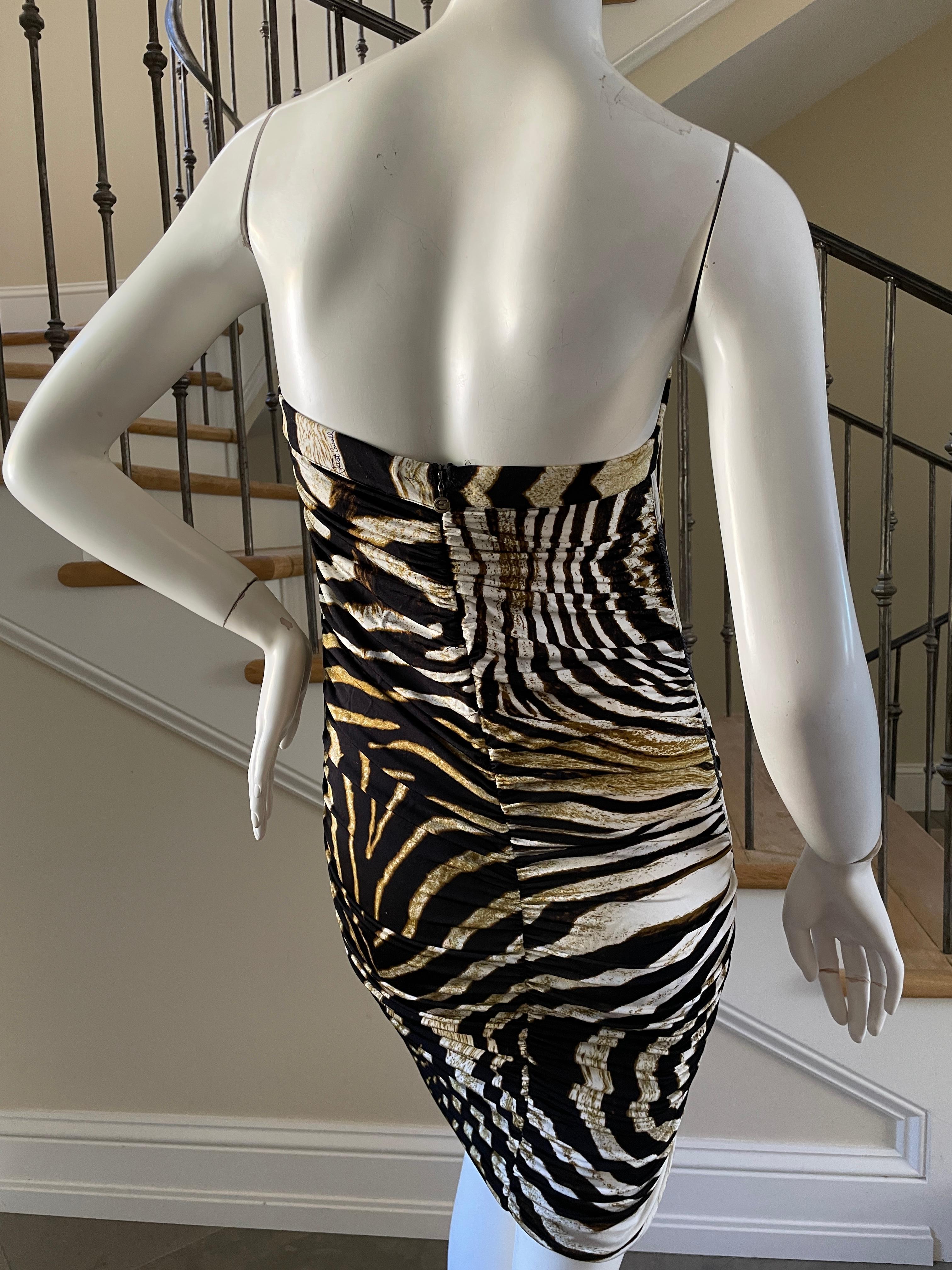 Just Cavalli Vintage Strapless Zebra Stripe Cocktail Dress In Excellent Condition For Sale In Cloverdale, CA