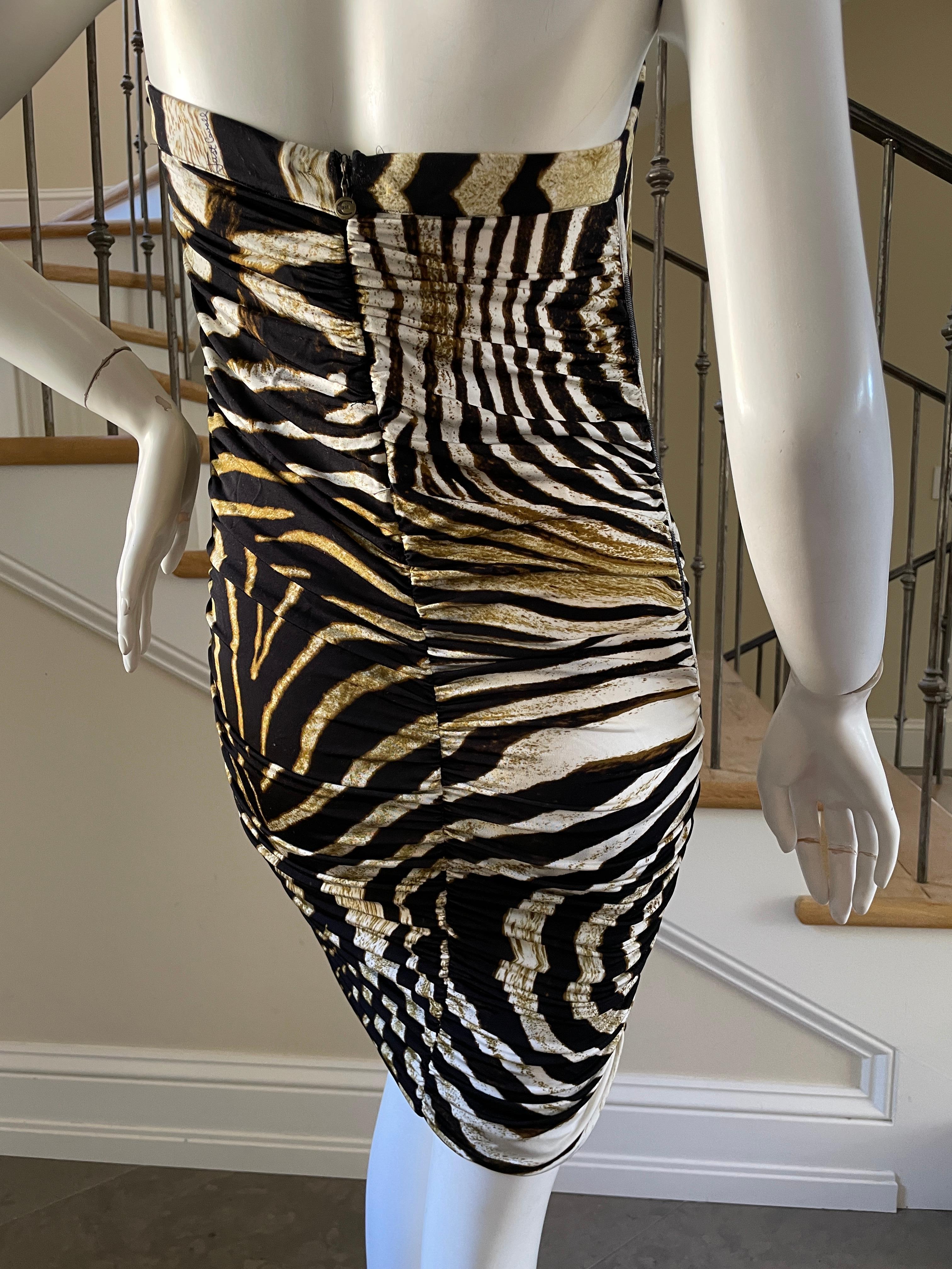 Women's Just Cavalli Vintage Strapless Zebra Stripe Cocktail Dress For Sale