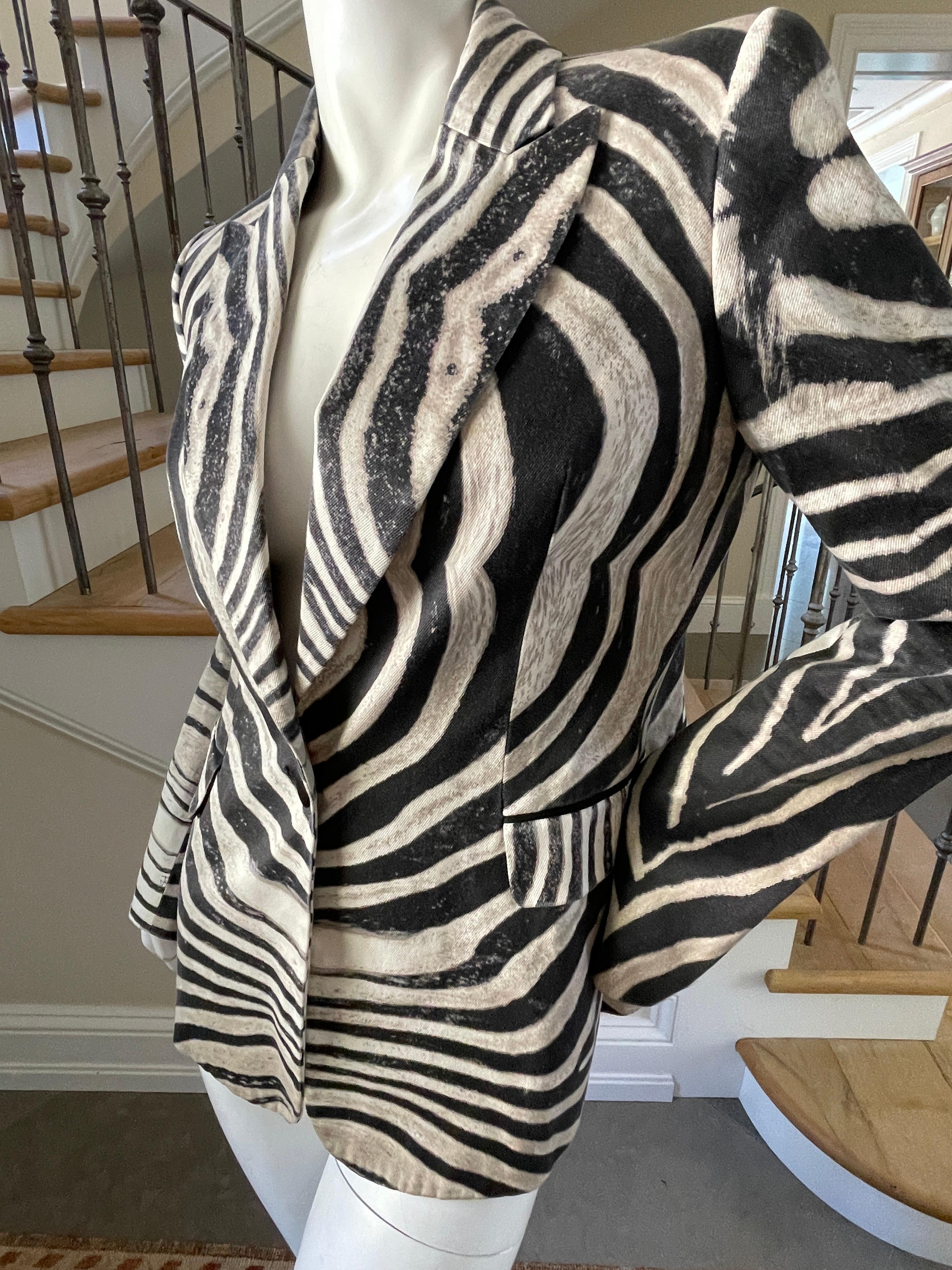 Women's or Men's Just Cavalli Vintage Zebra Stripe Pattern Cotton Jacket by Roberto Cavalli For Sale