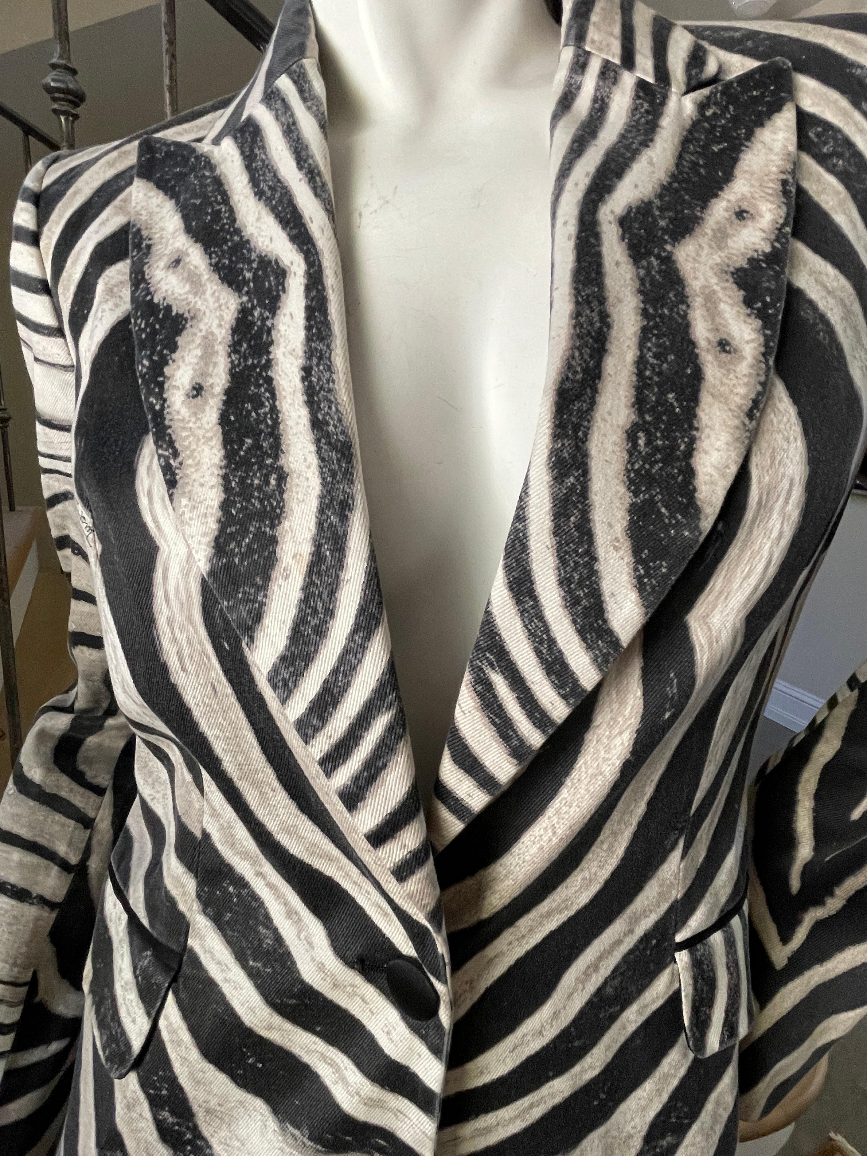 Just Cavalli Vintage Zebra Stripe Pattern Cotton Jacket by Roberto Cavalli For Sale 1
