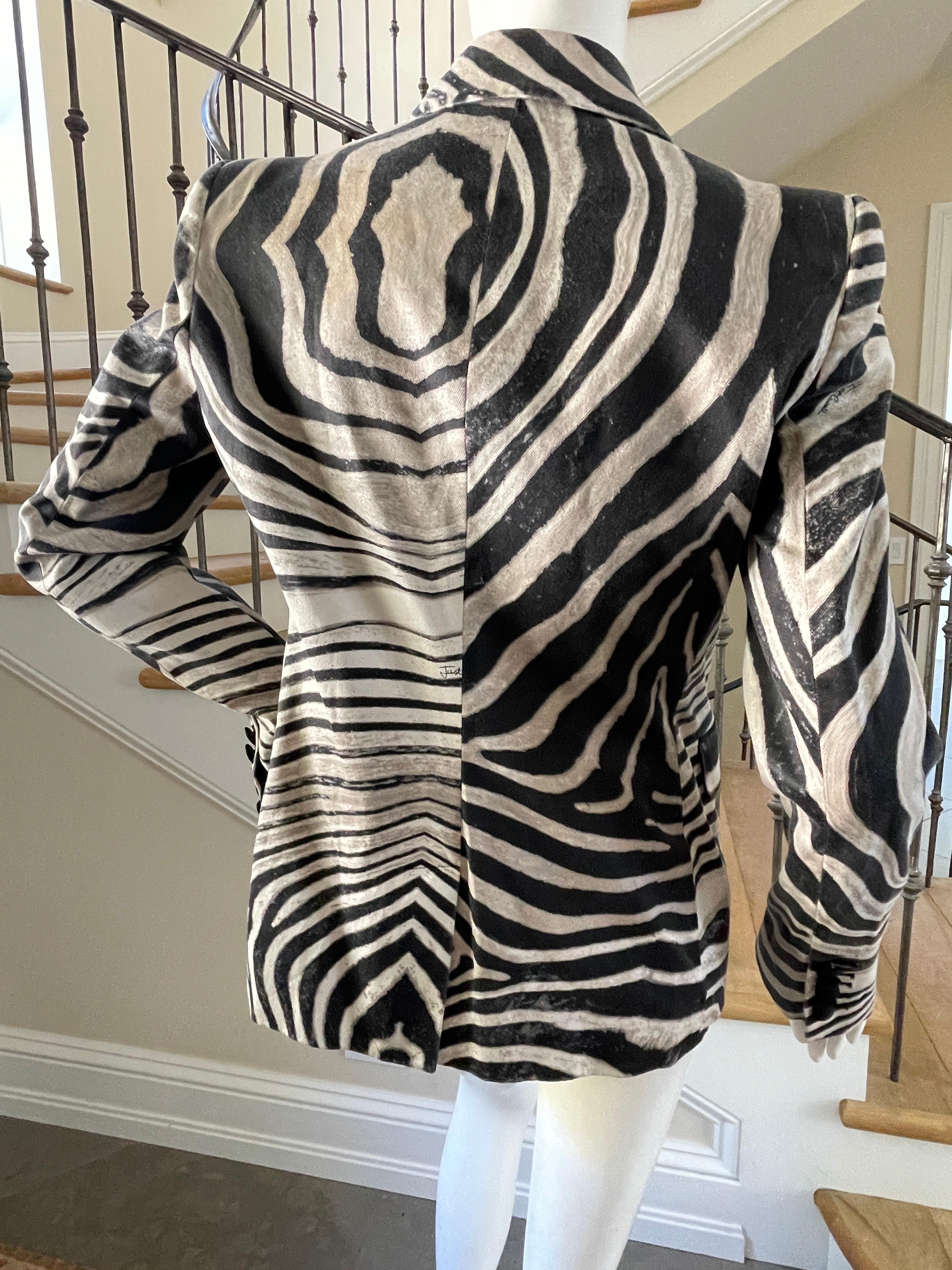 Just Cavalli Vintage Zebra Stripe Pattern Cotton Jacket by Roberto Cavalli For Sale 2