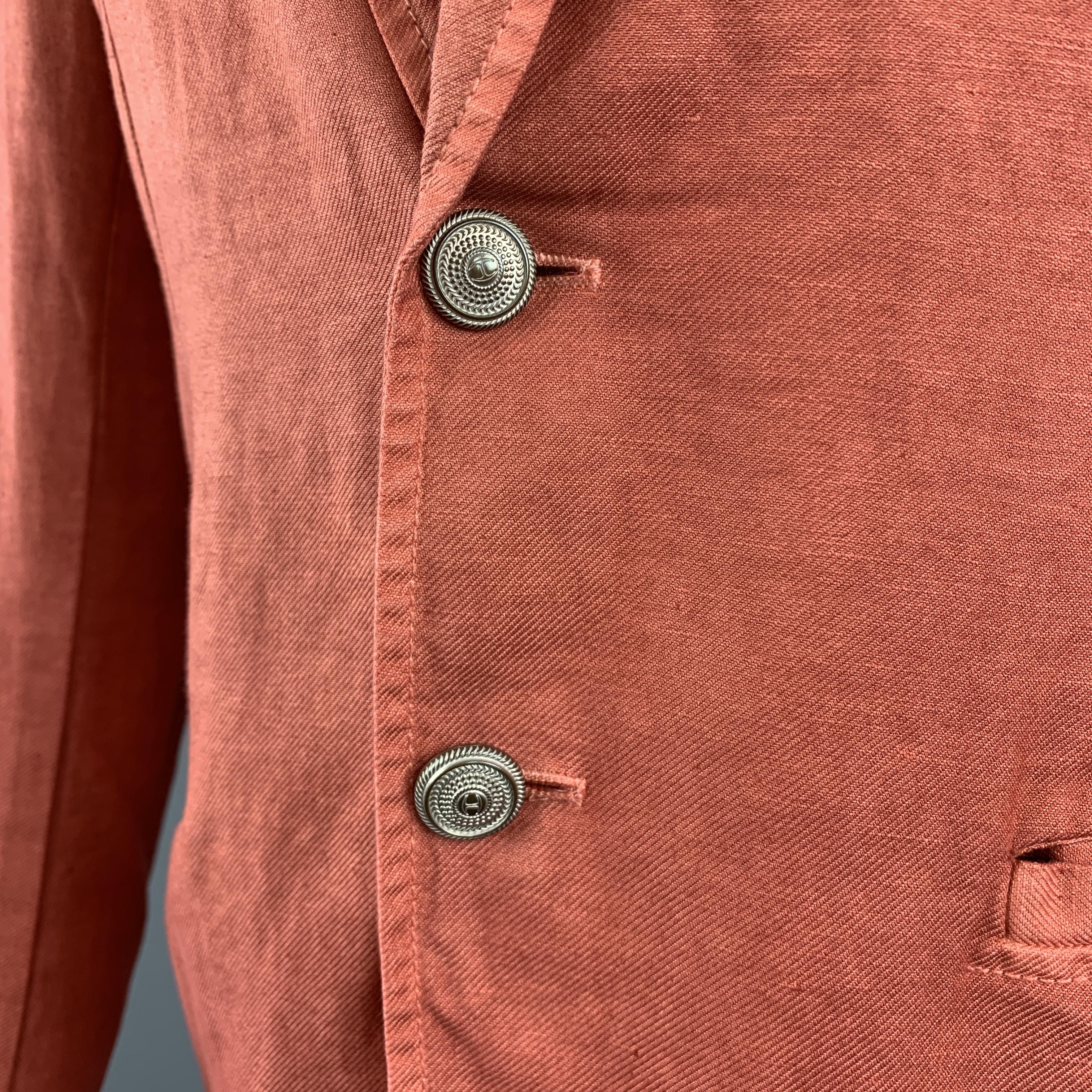 Men's JUST CAVALLI Washed Brick Red Cotton / Linen Notch Lapel Sport Coat