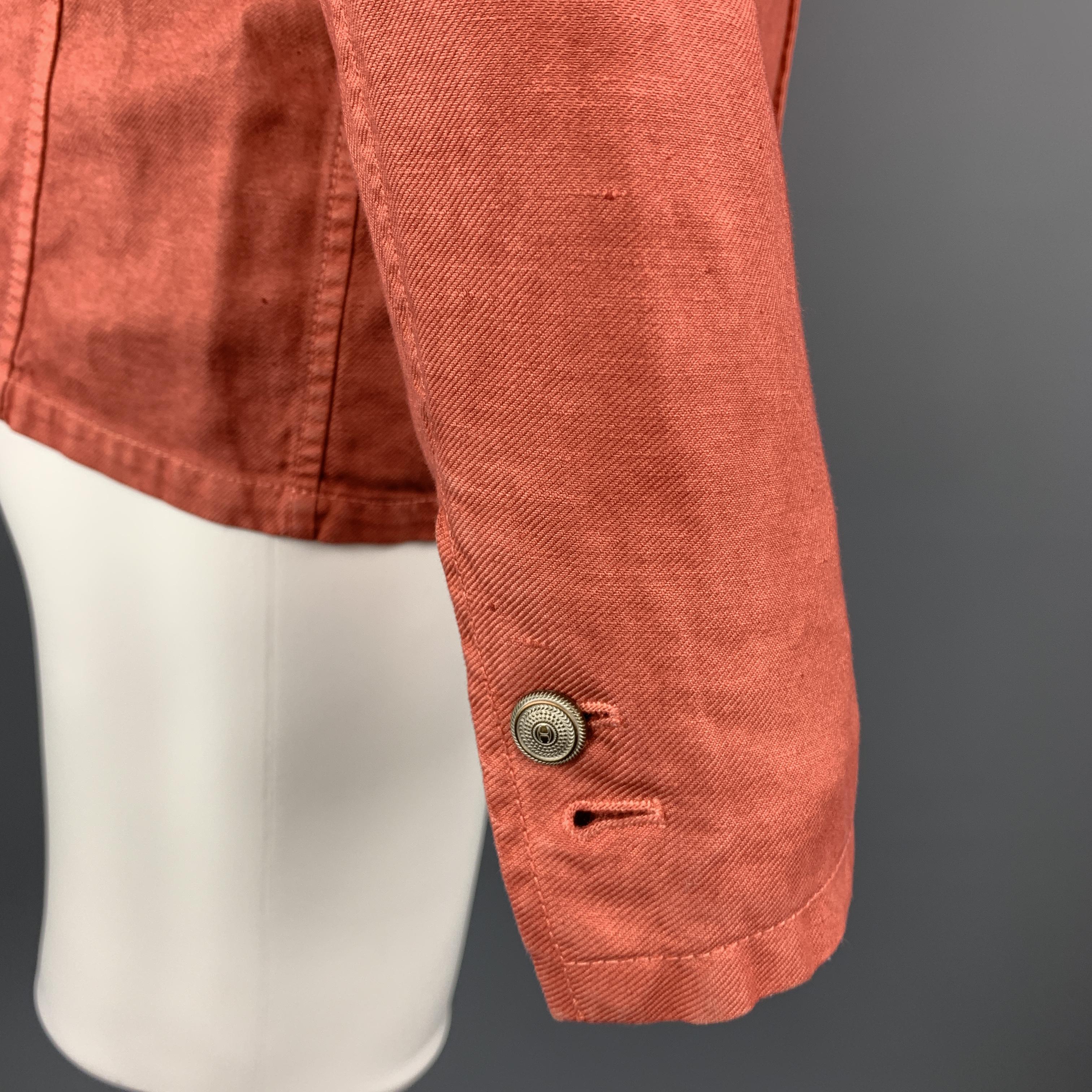 JUST CAVALLI Washed Brick Red Cotton / Linen Notch Lapel Sport Coat 2