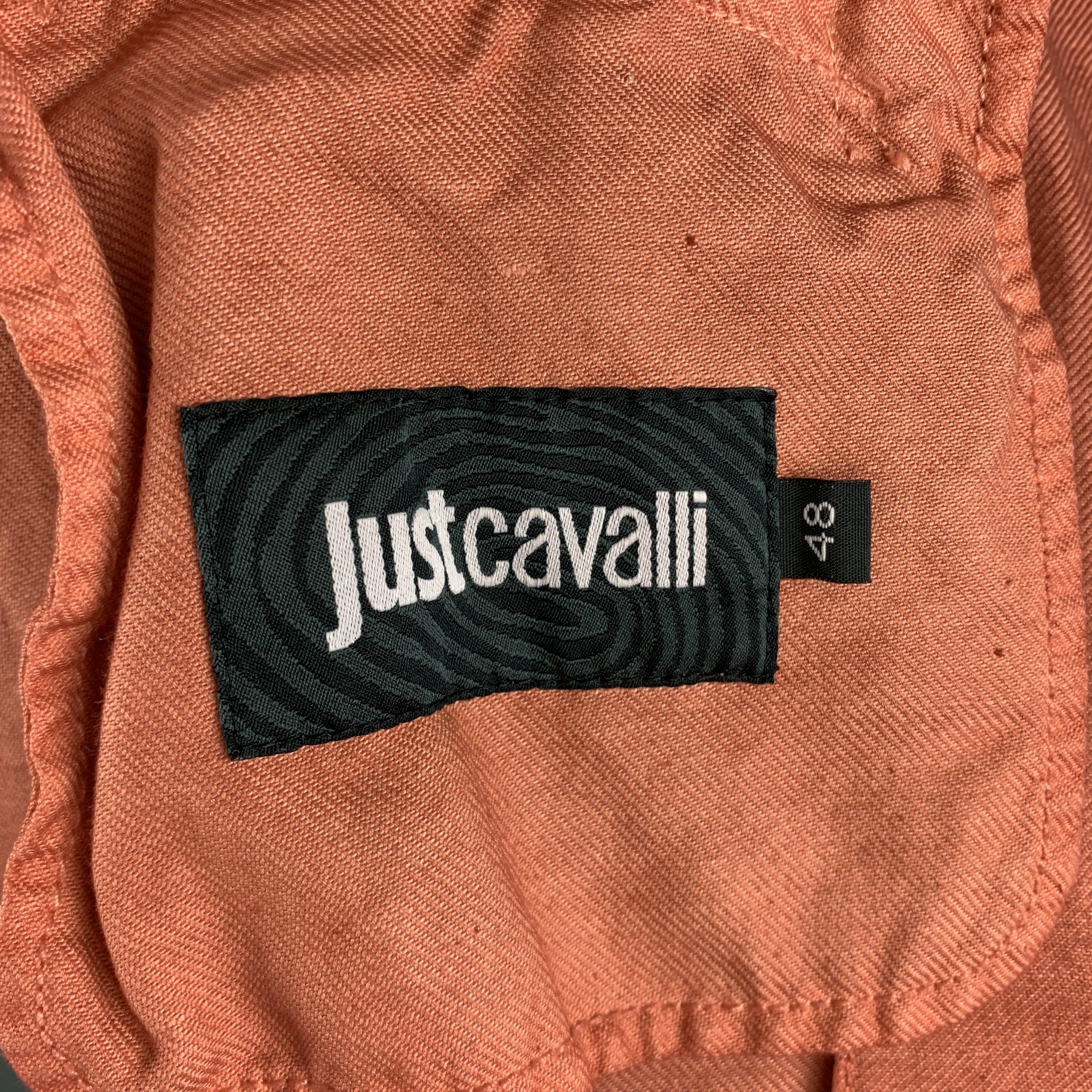 JUST CAVALLI Washed Brick Red Cotton / Linen Notch Lapel Sport Coat For Sale 6