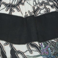 Just Cavalli White/Black Printed Crepe Ruffled Off-Shoulder Crop Top M