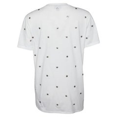 Just Cavalli White Cotton Knit Star Studded T-Shirt M