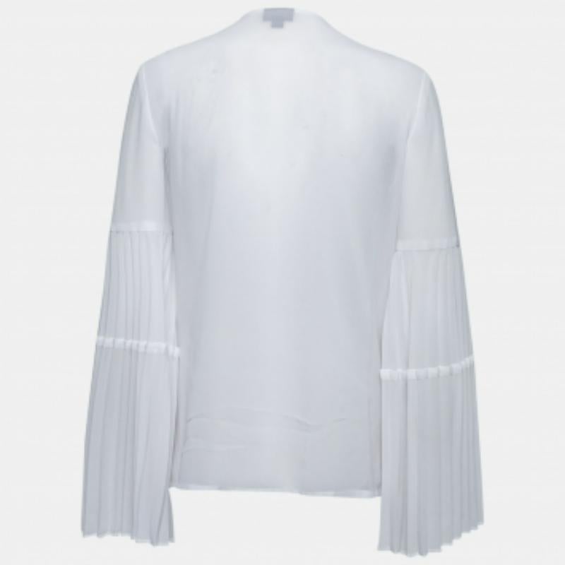 Just Cavalli White Crepe Lace-Up Detail Flute Sleeve Blouse M 1