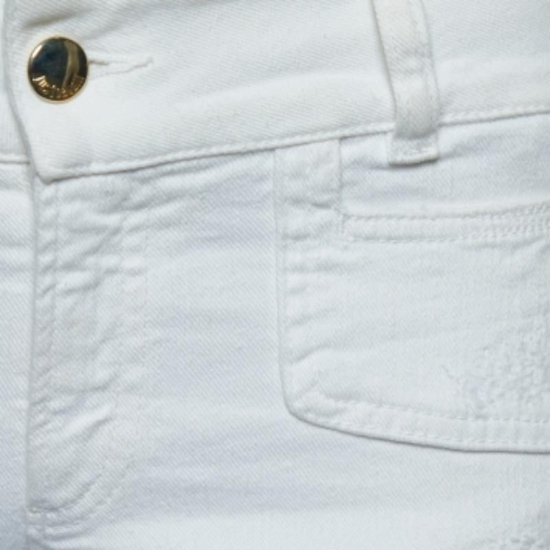 Gray Just Cavalli White Denim Cropped Jeans S Waist 30