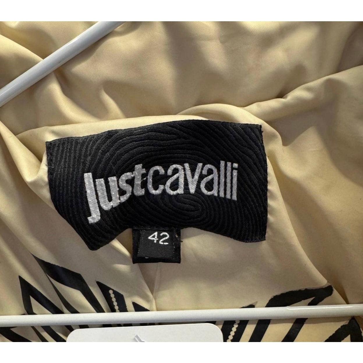 Just Cavalli Cappotto in piumino bianco con pelliccia di procione - Taglia 42/M in vendita 2