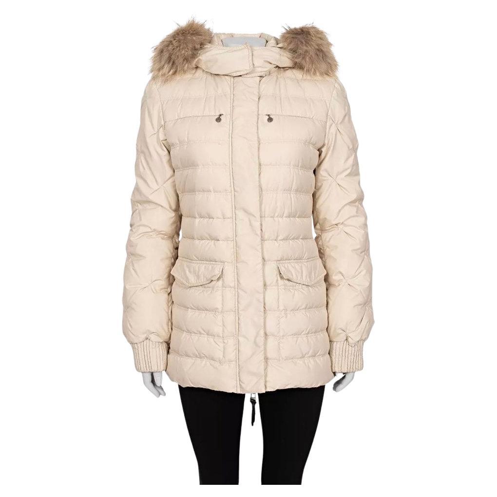 Just Cavalli Cappotto in piumino bianco con pelliccia di procione - Taglia 42/M