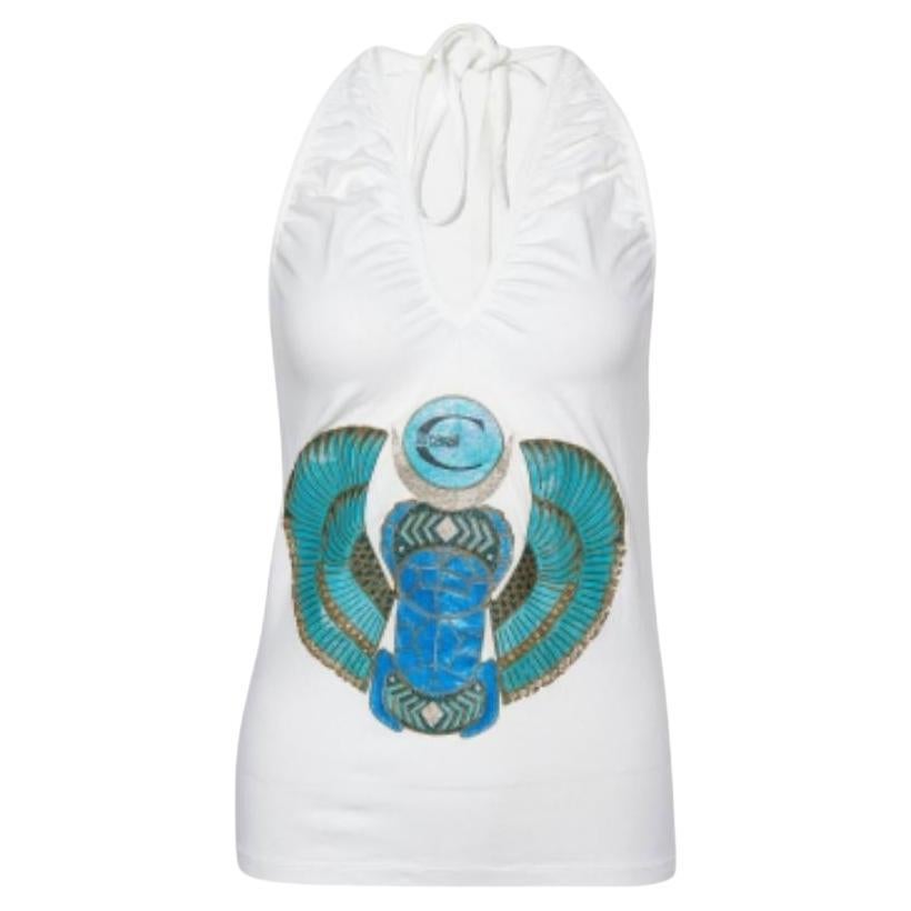 Just Cavalli - Top in cotone stampato con scollo a farfalla M.