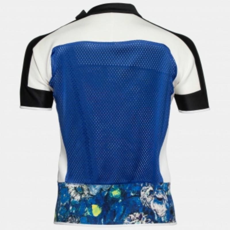 Just Cavalli White Printed Jersey Zip Up Top S.S. White Bon état - En vente à Dubai, Al Qouz 2