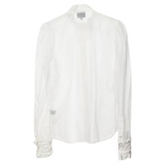 Just Cavalli White Silk Organza Ruffled Sheer Blouse L