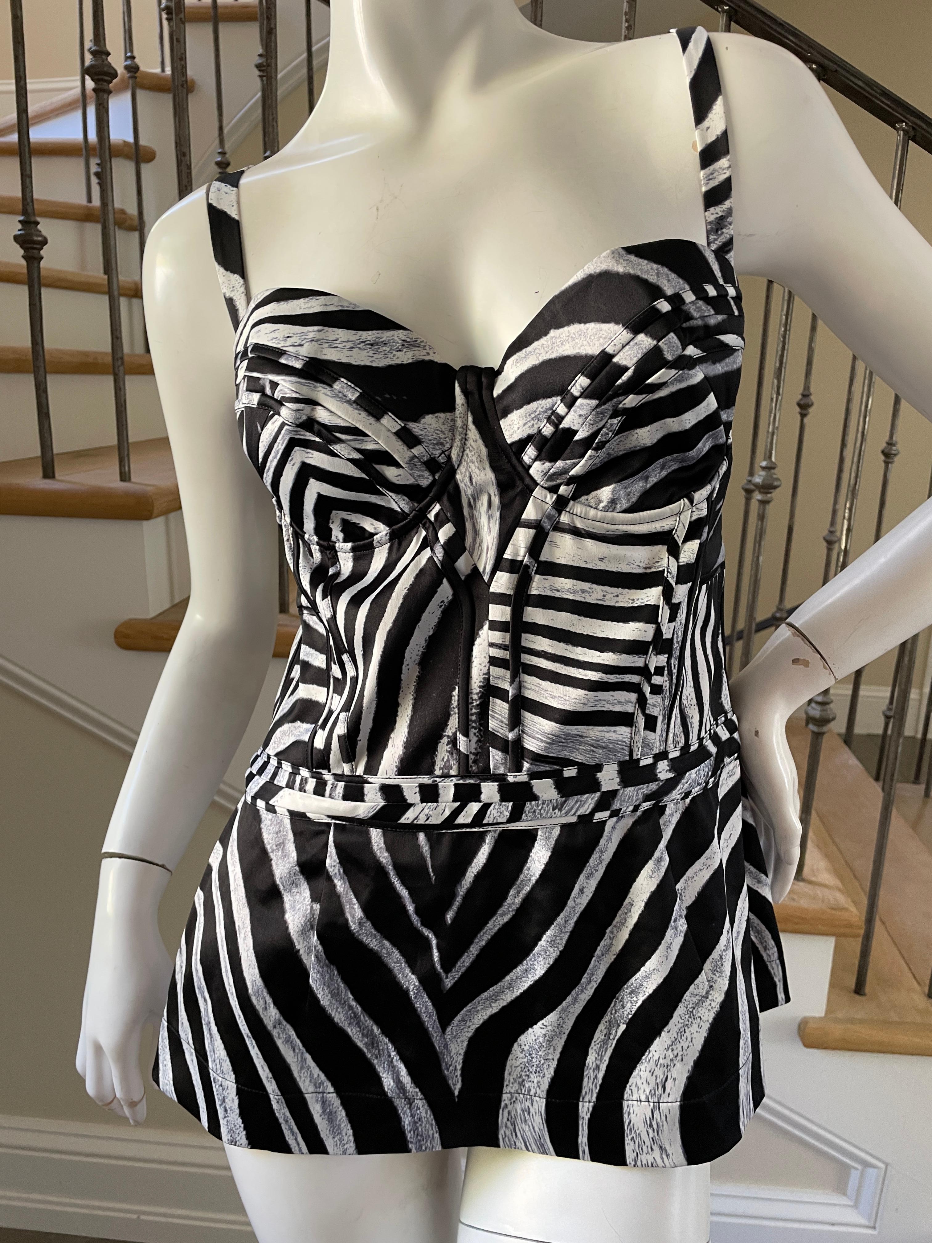 Black Just Cavalli Zebra Print Corset by Roberto Cavalli Hard to FInd Size 48 For Sale