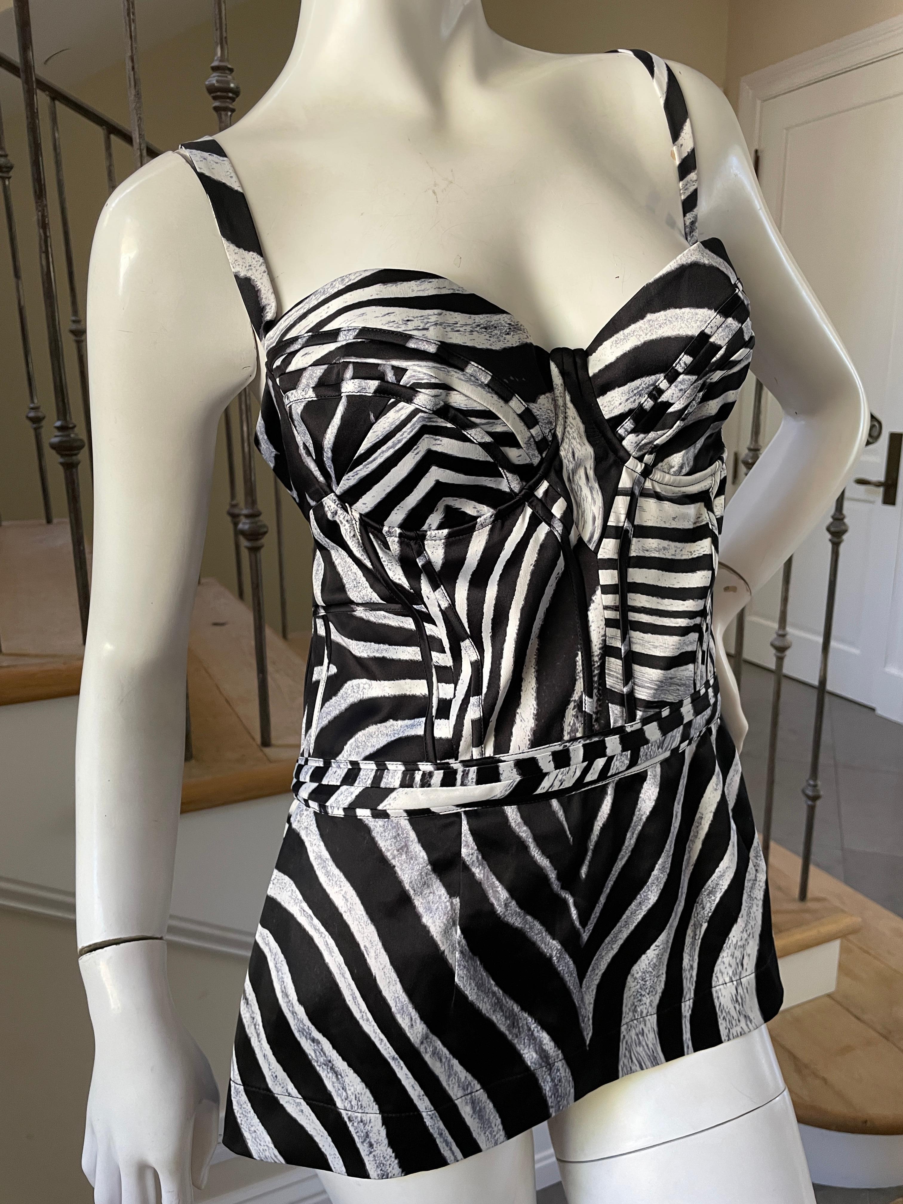 Just Cavalli Zebra Print Corset by Roberto Cavalli Hard to FInd Size 48 In Excellent Condition For Sale In Cloverdale, CA
