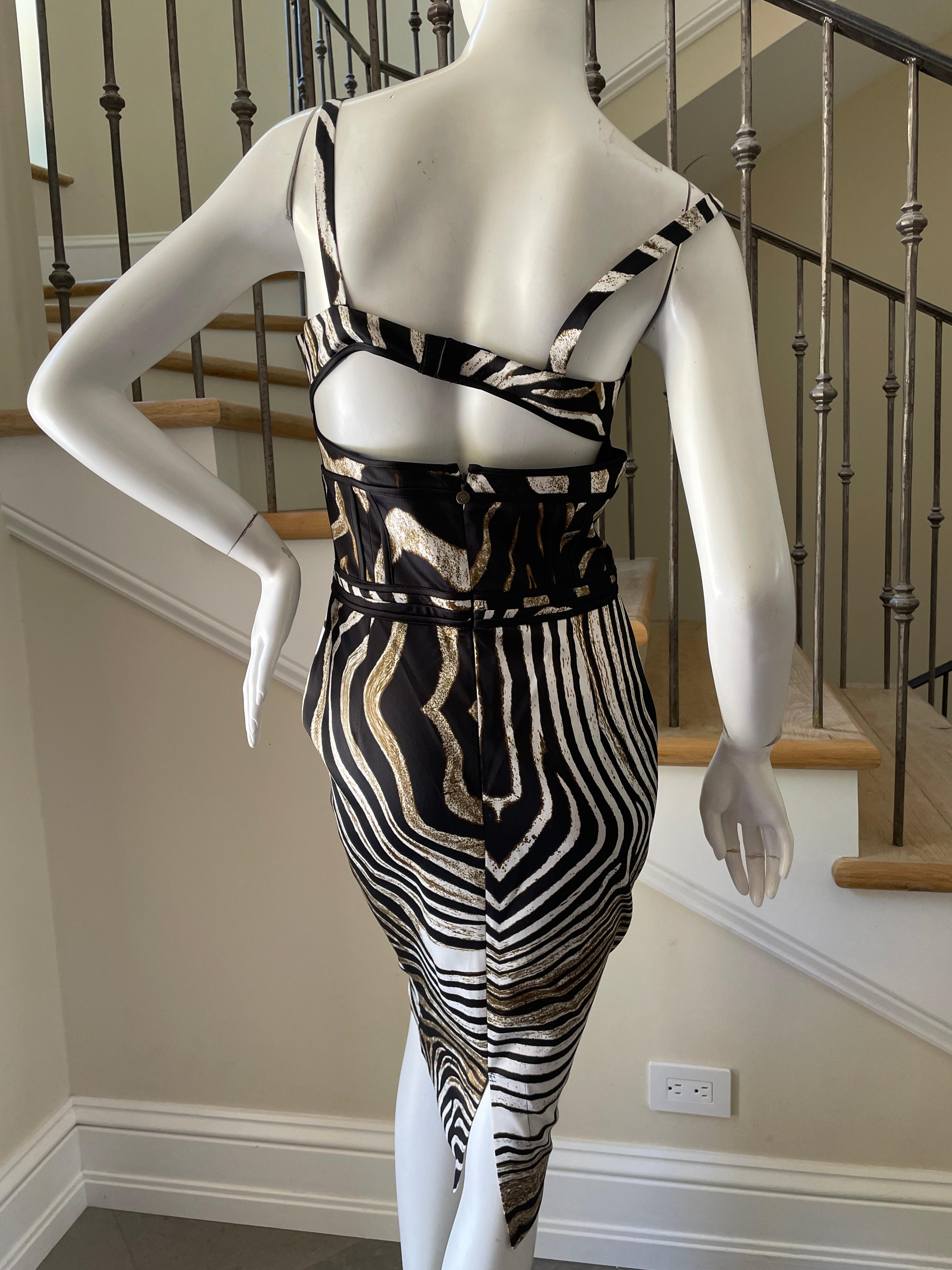 Just Cavalli Zebra Print Corset Cocktail Dress by Roberto Cavalli For Sale 5