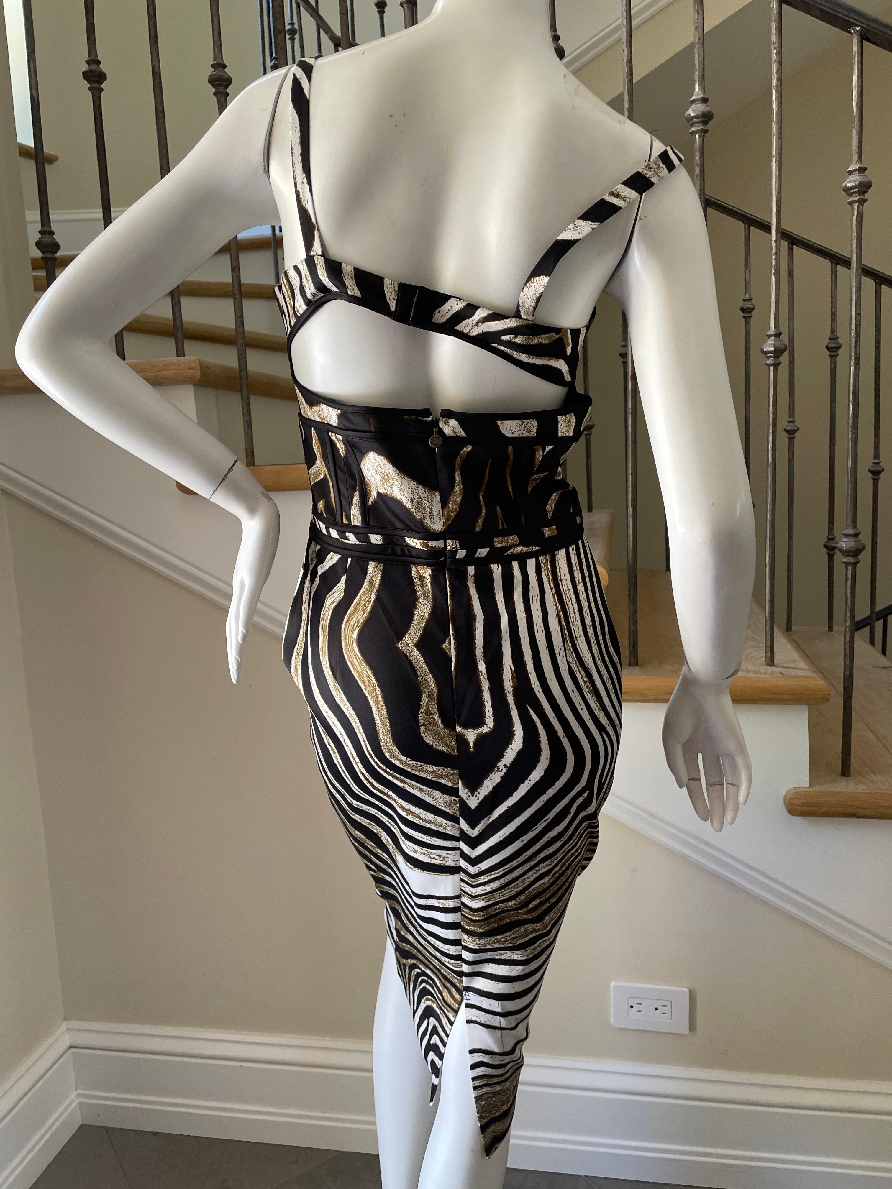 Just Cavalli Zebra Print Corset Cocktail Dress by Roberto Cavalli For Sale 6