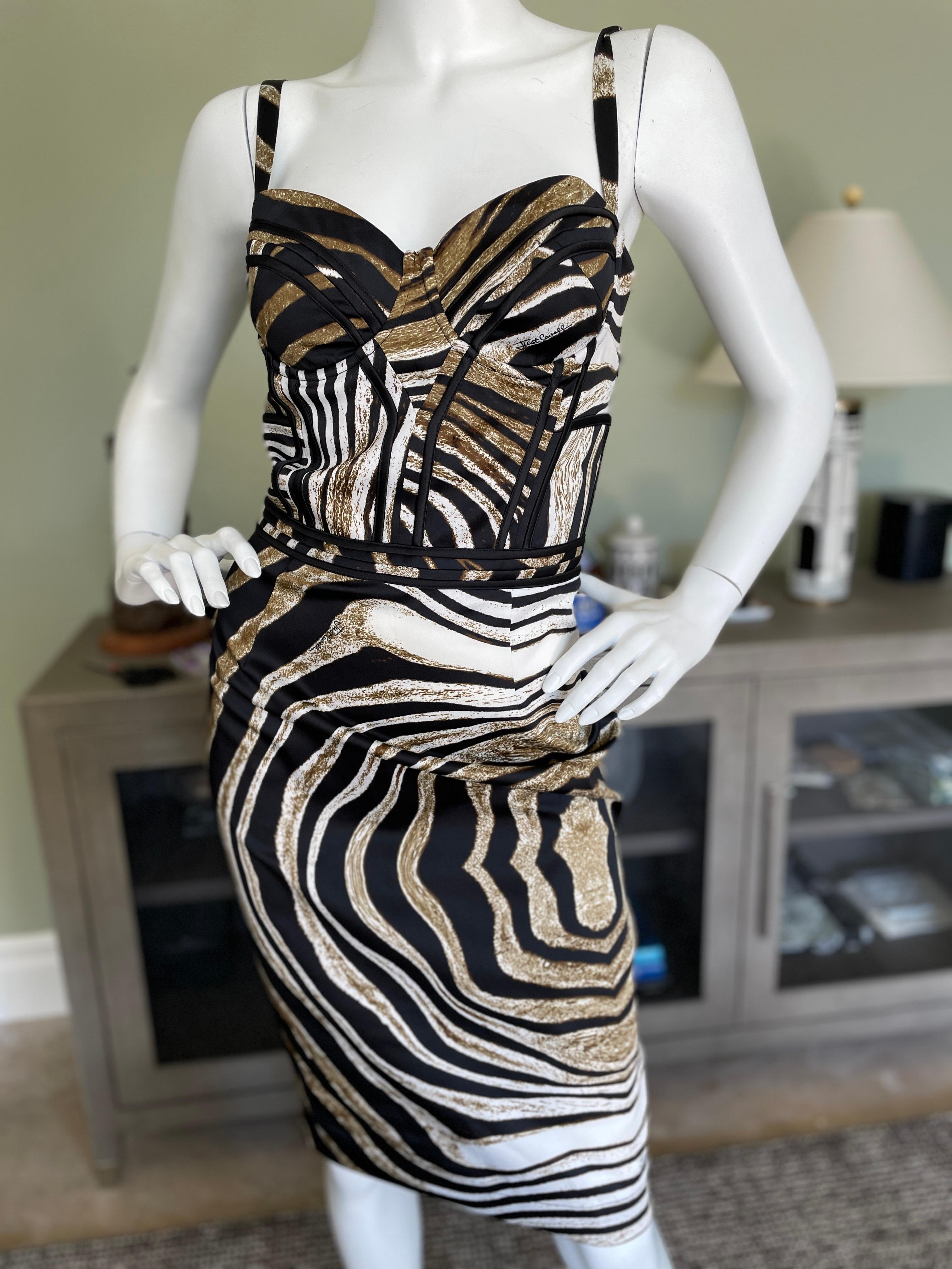 Women's Just Cavalli Zebra Print Corset Cocktail Dress by Roberto Cavalli
