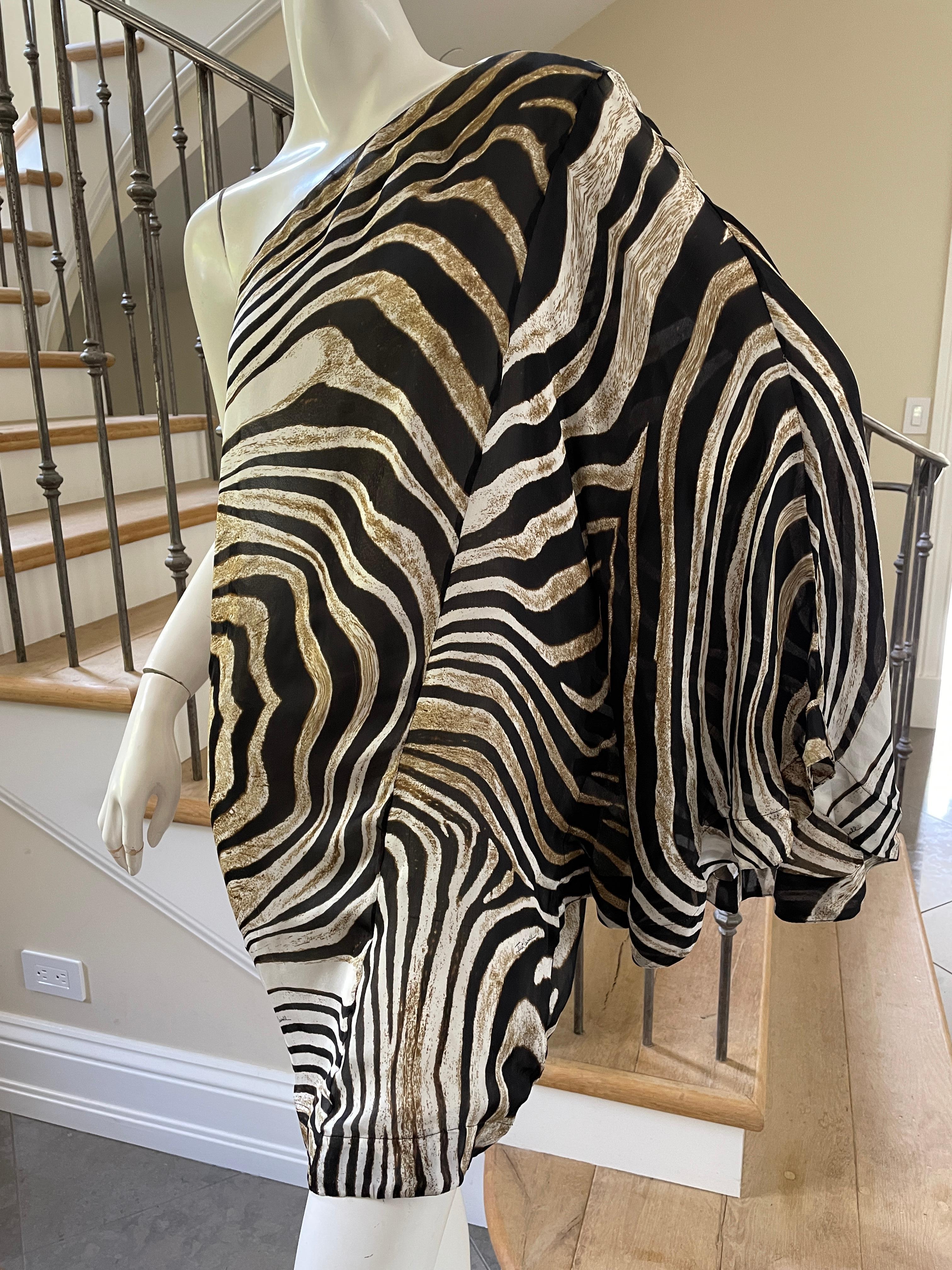 Just Cavalli Zebra Print One Sleeve Zebra Cocktail Dress by Roberto ...
