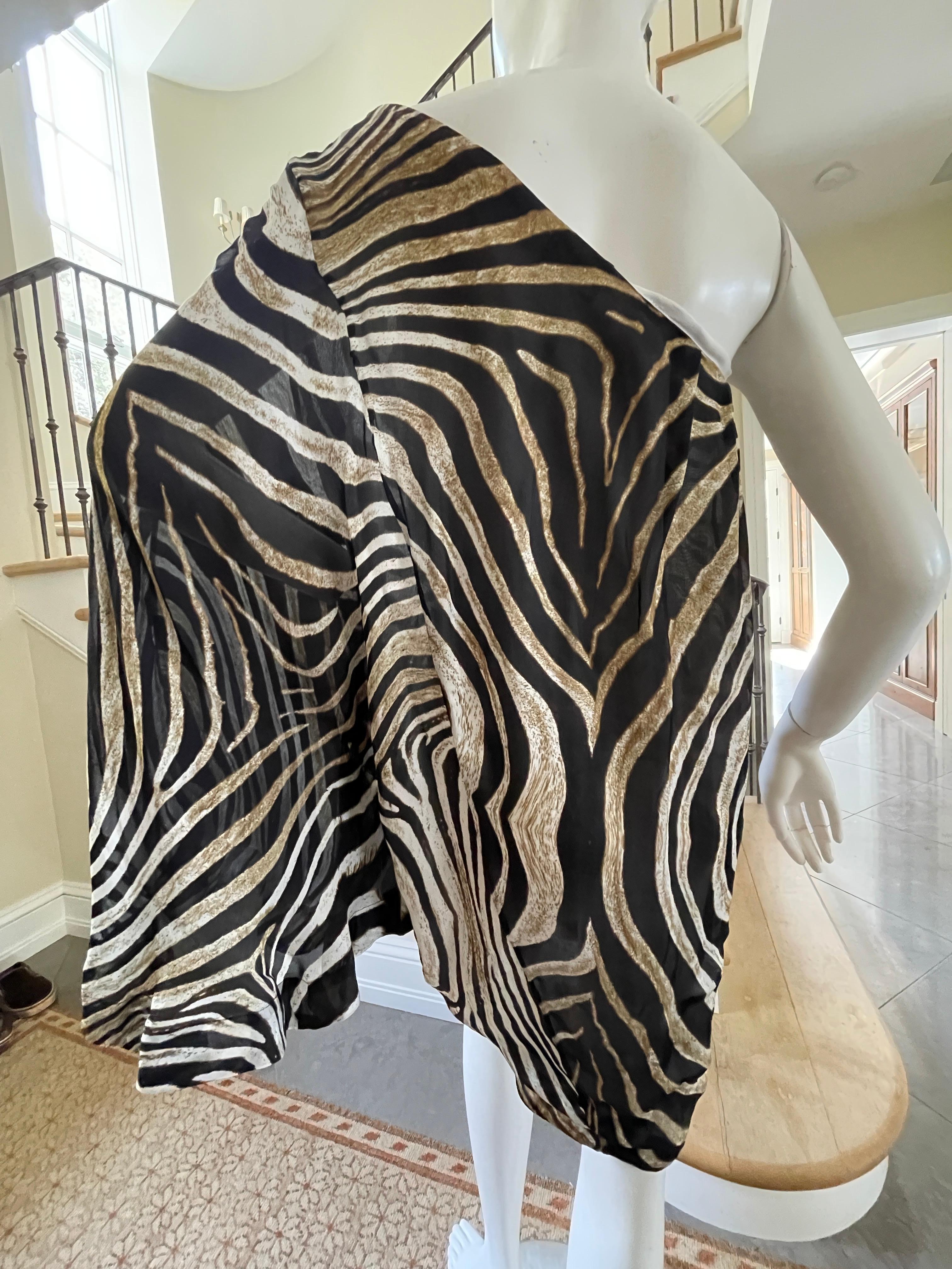 Just Cavalli Zebra Print One Sleeve Zebra Cocktail Dress by Roberto Cavalli For Sale 1