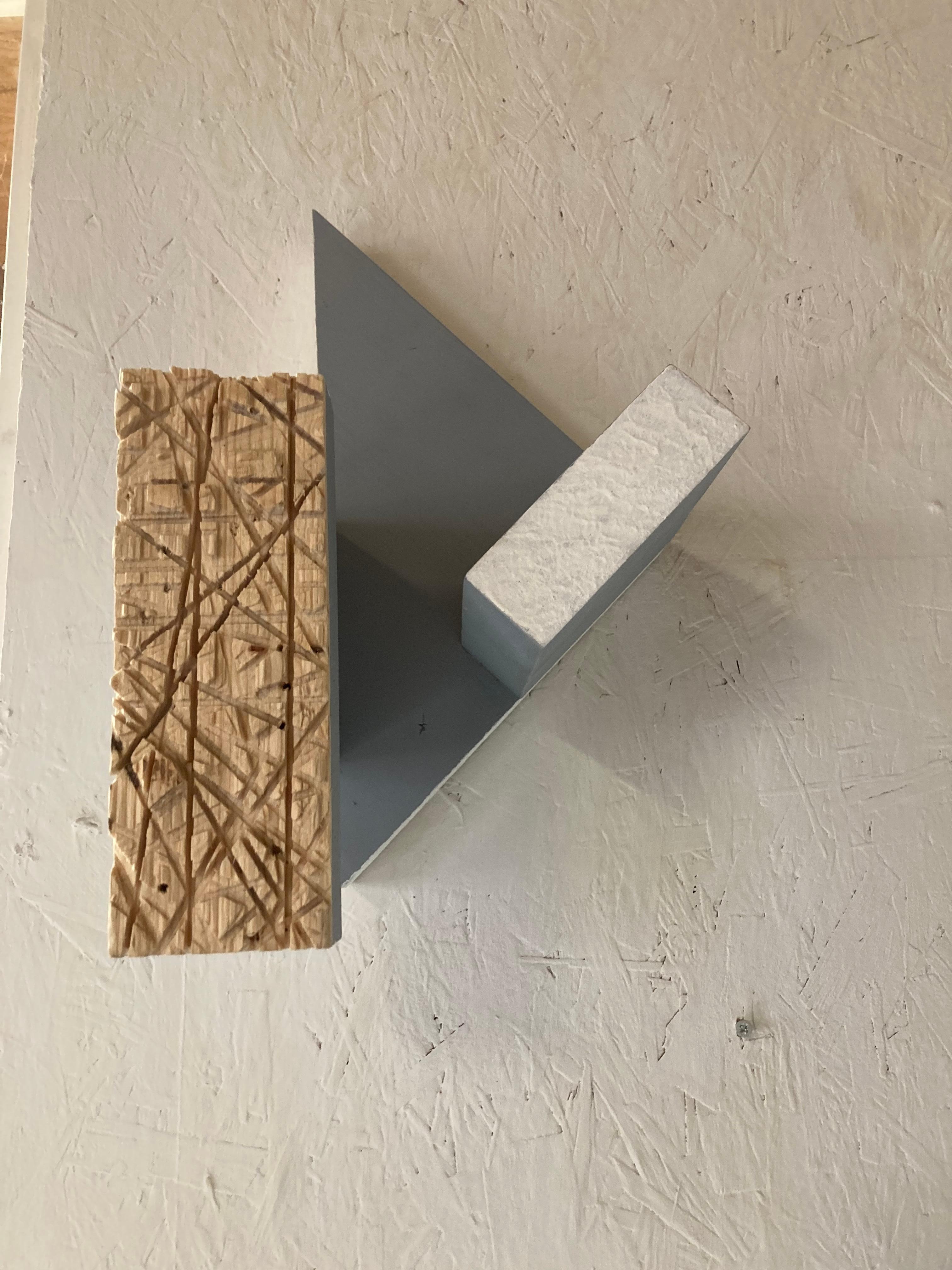 Dutch Contemporary Art Harm De Veer Abstract Wood Sculpture Just Hanging There 1 Grey  For Sale