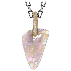Just Jules Kristall Opal Diamant Link Gold oxidiert Silber One-of-a-Kind-Halskette