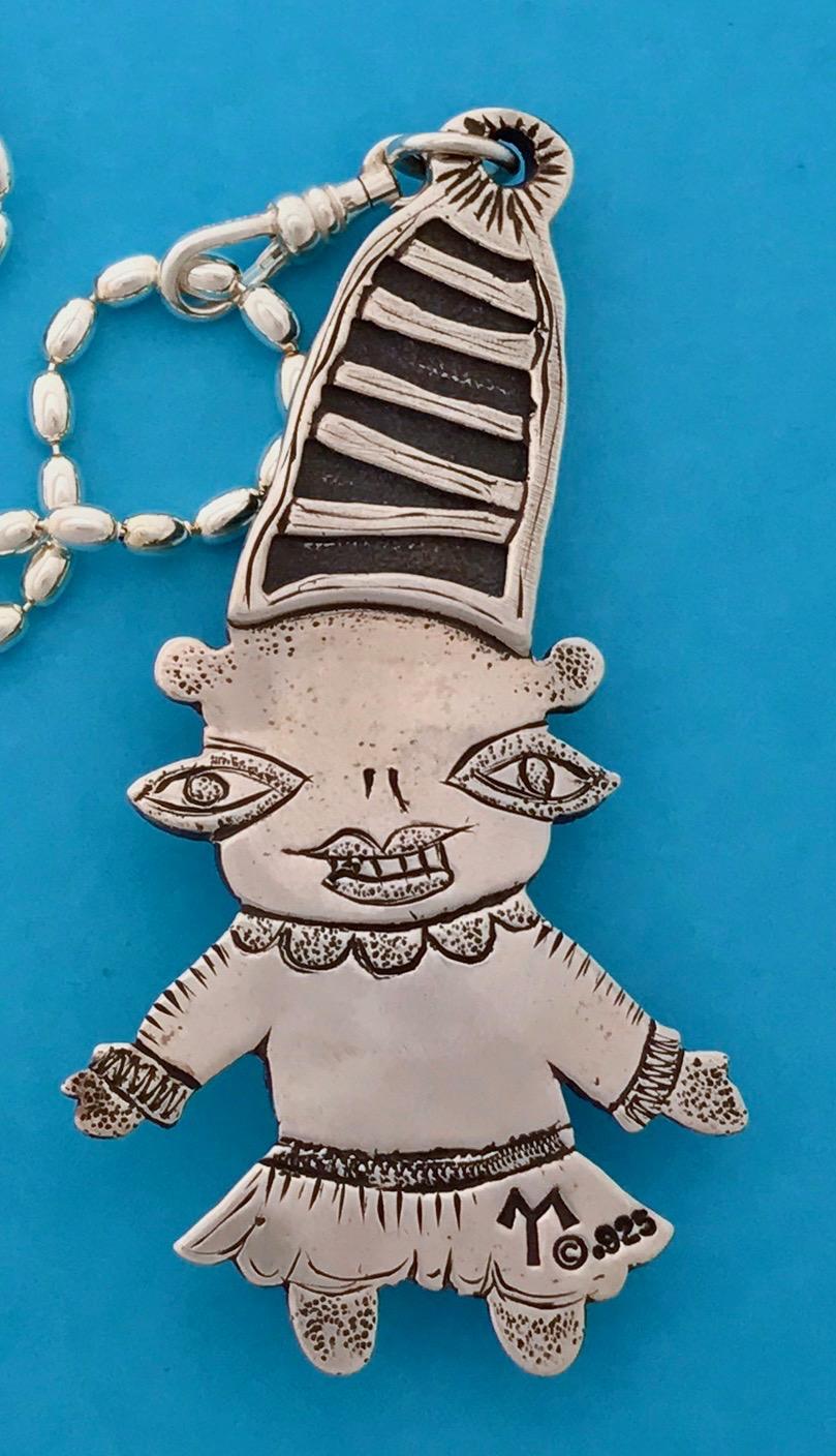 Contemporary Just Thinking, Melanie Yazzie, pendant, Navajo, F*&k Off, sterling silver For Sale