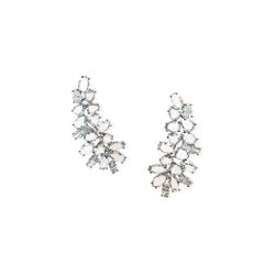 Just under 10 Carat Natural Diamond In 18 Karat Gold Leaf Ear Climber Earrings