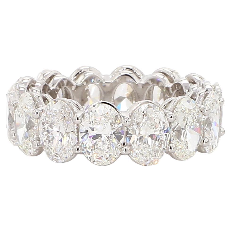 Just Under 10 Carat Oval Cut Diamond Eternity Band Set In Platinum. For Sale