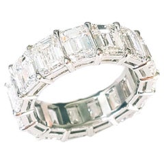 Platinum Emerald Cut Diamond Eternity Band - Just Under 12 Carats with GIA Cert.