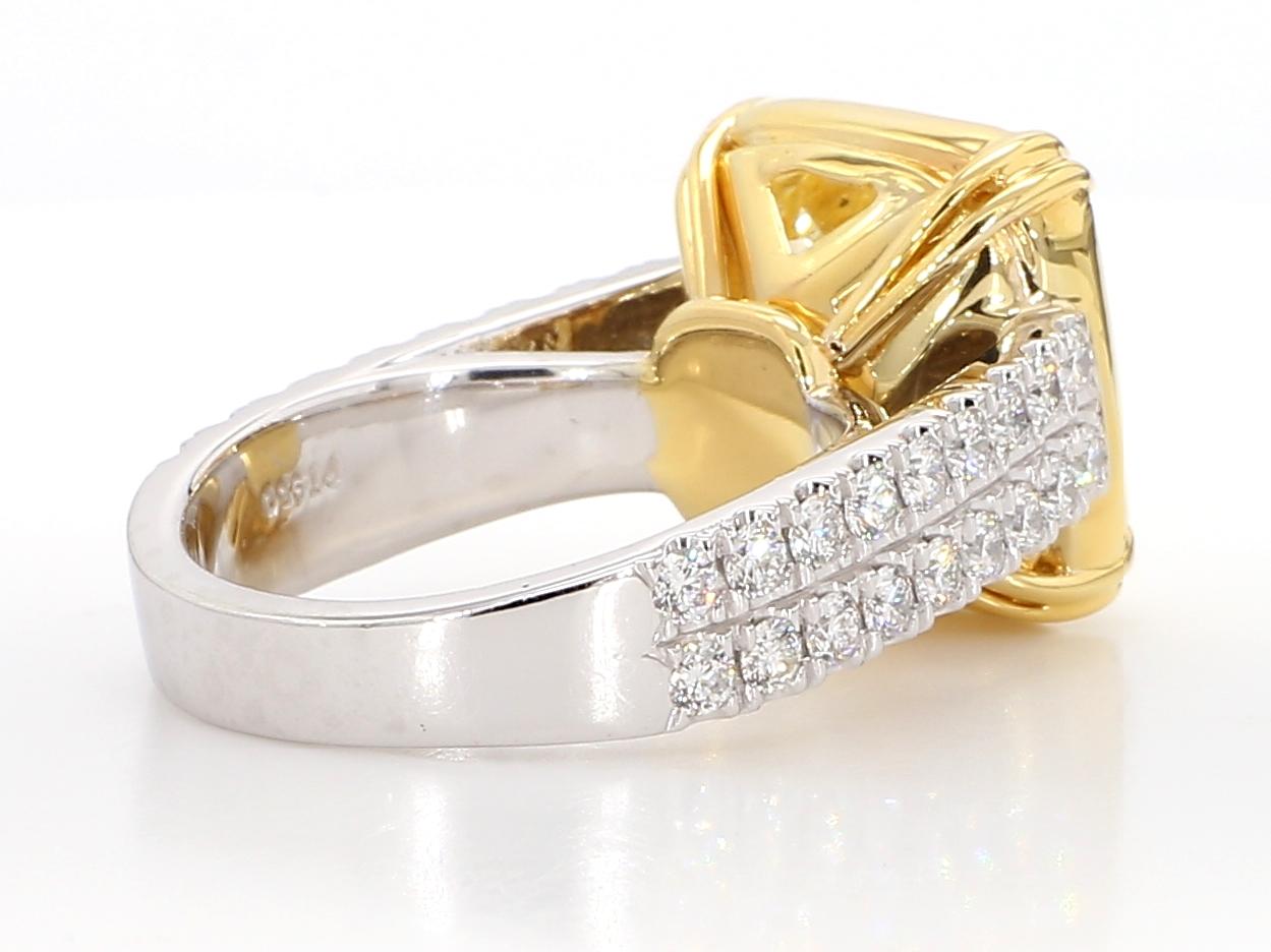 Just under 12 Carat Fancy Yellow Diamond Engagement Ring, In Platinum GIA Cert. In New Condition For Sale In New York, NY