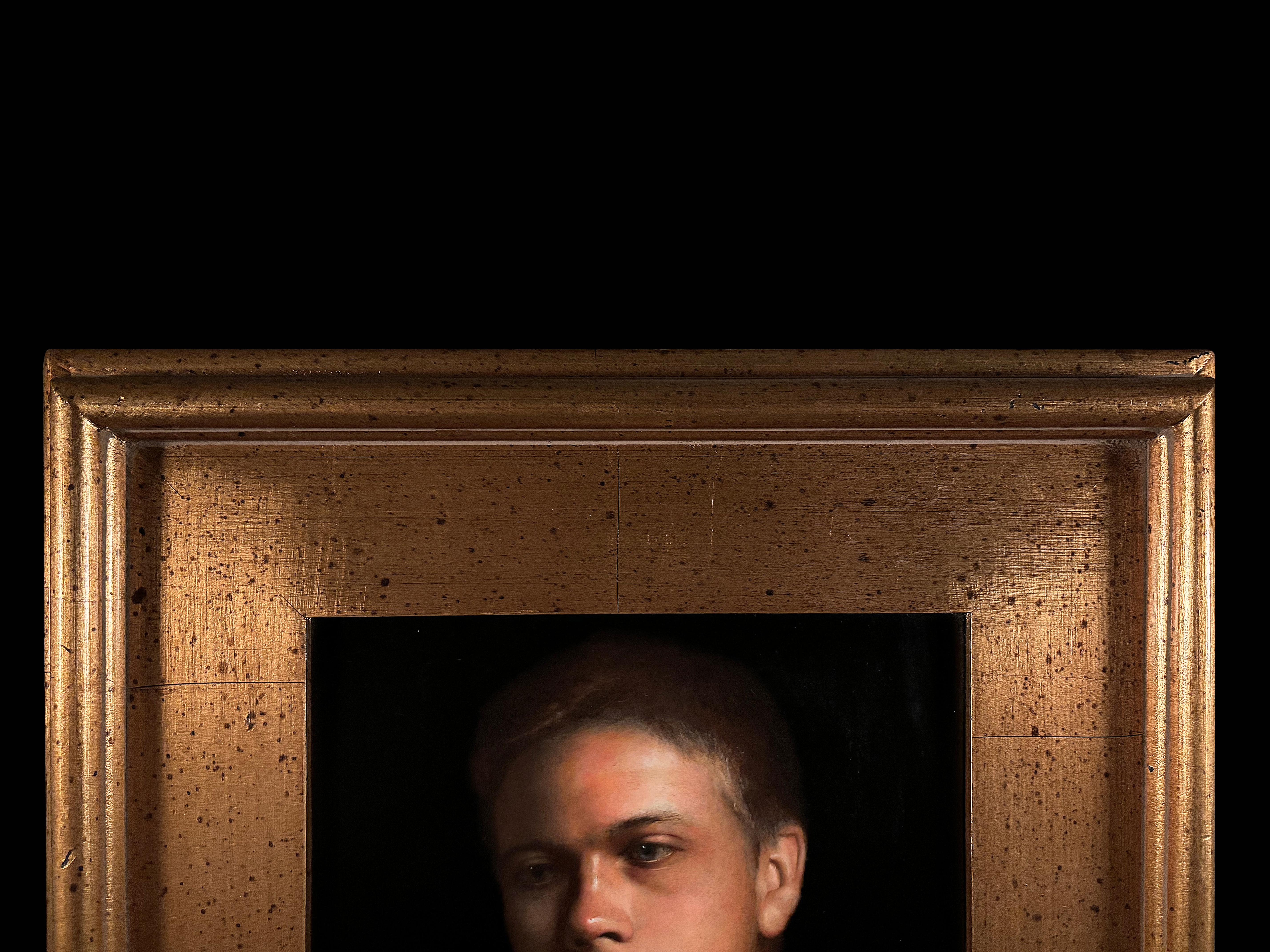 Ritratto dell'uomo - Portrait Painting Nero di Justas Varpucanskis