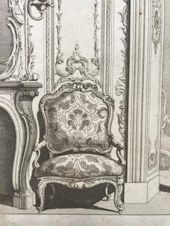 Juste-Aurel Meissonnier "Project for a Flat Door" Engraving 18th Century