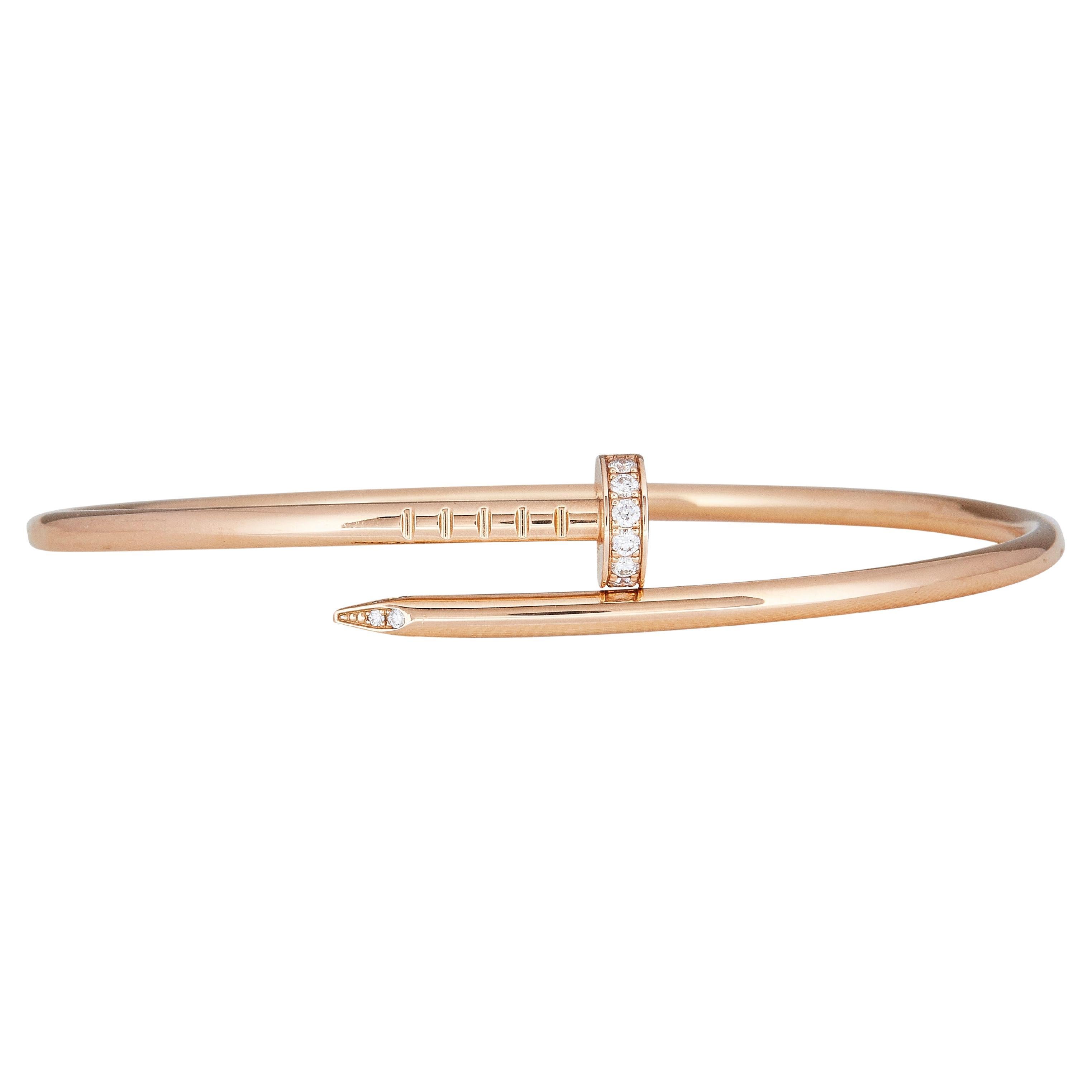 Juste un Clou Bracelet 18K Rose Gold Small Model Diamonds Size 16 im Angebot