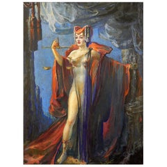 "Justice in Hollywood, " Fabulous Art Deco Depiction of Allegorical Nude Female