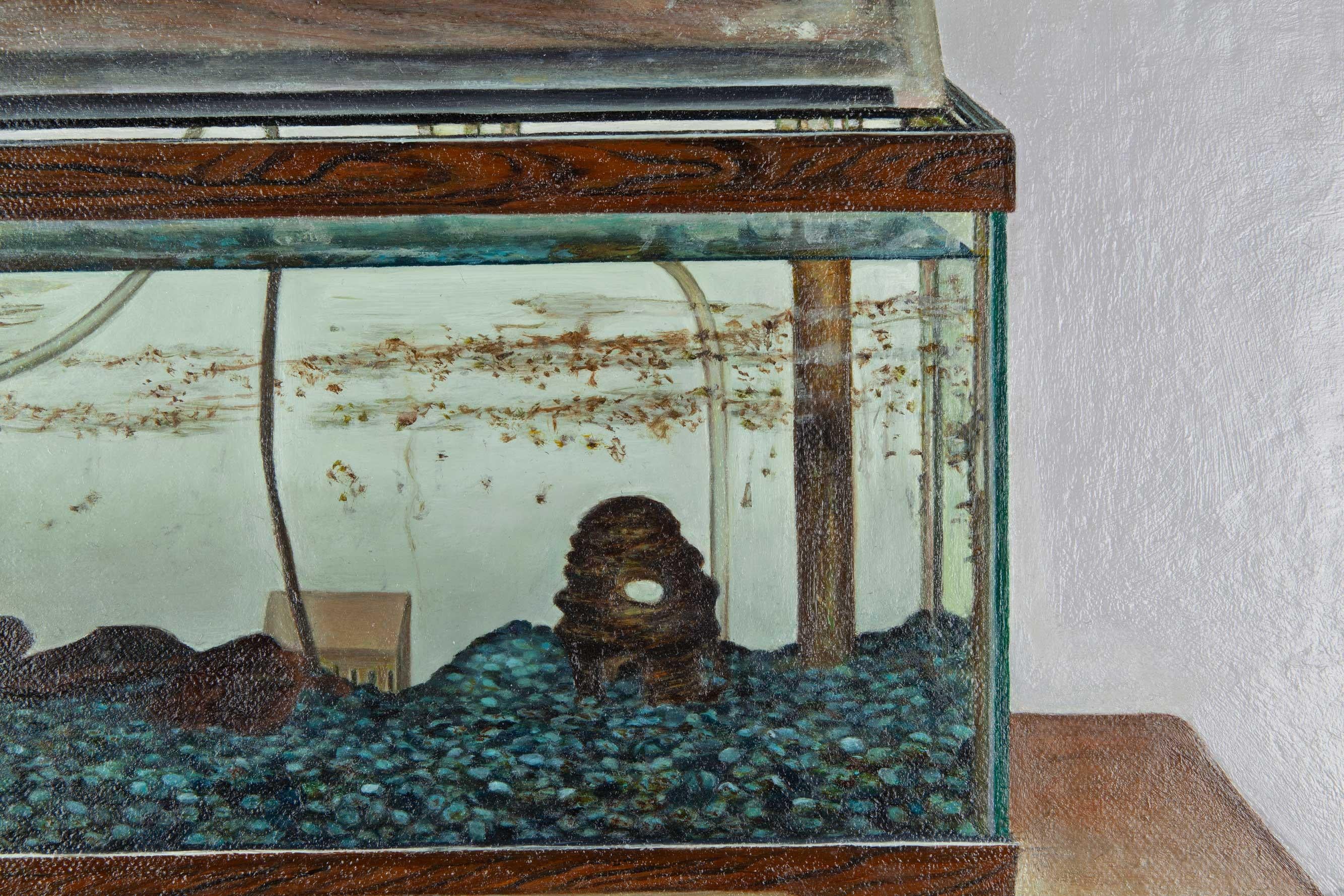 Aquarium Afterlife I - Gris Still-Life Painting par Justin Allen
