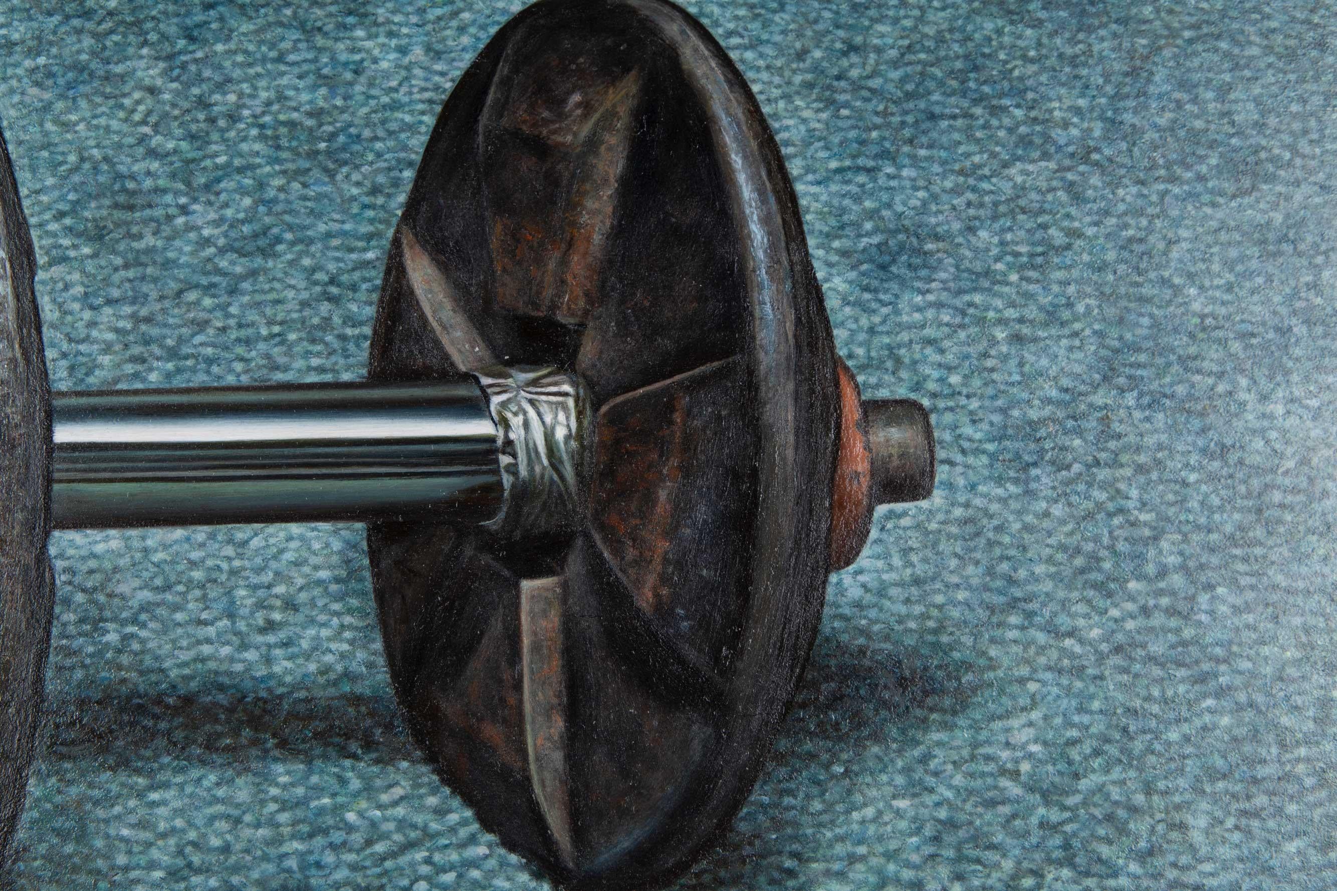 Gewicht auf Teppichboden (Realismus), Painting, von Justin Allen