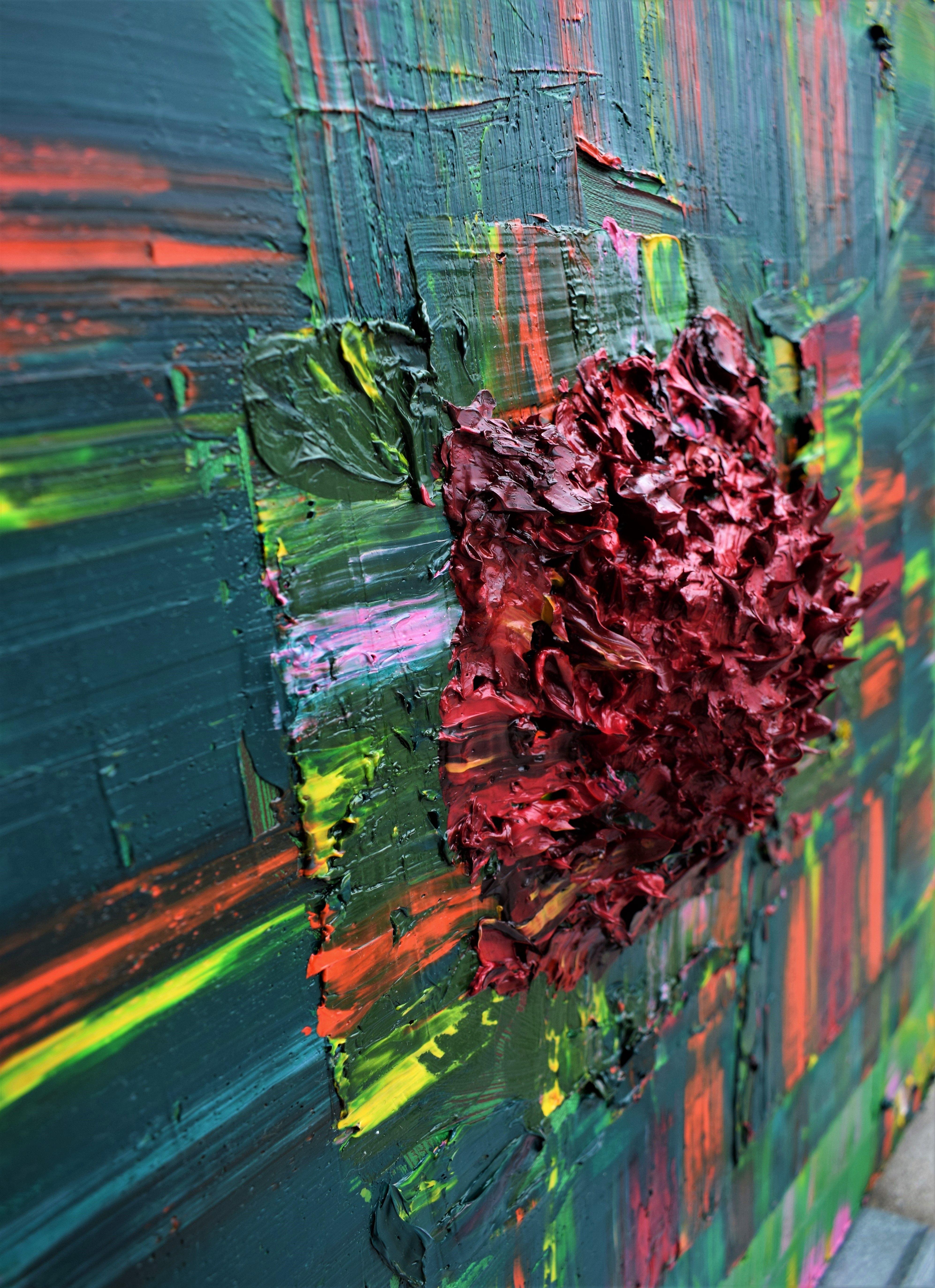 Costretto, Pittura, Olio su tela - Abstract Painting Grigio di Justin Brown