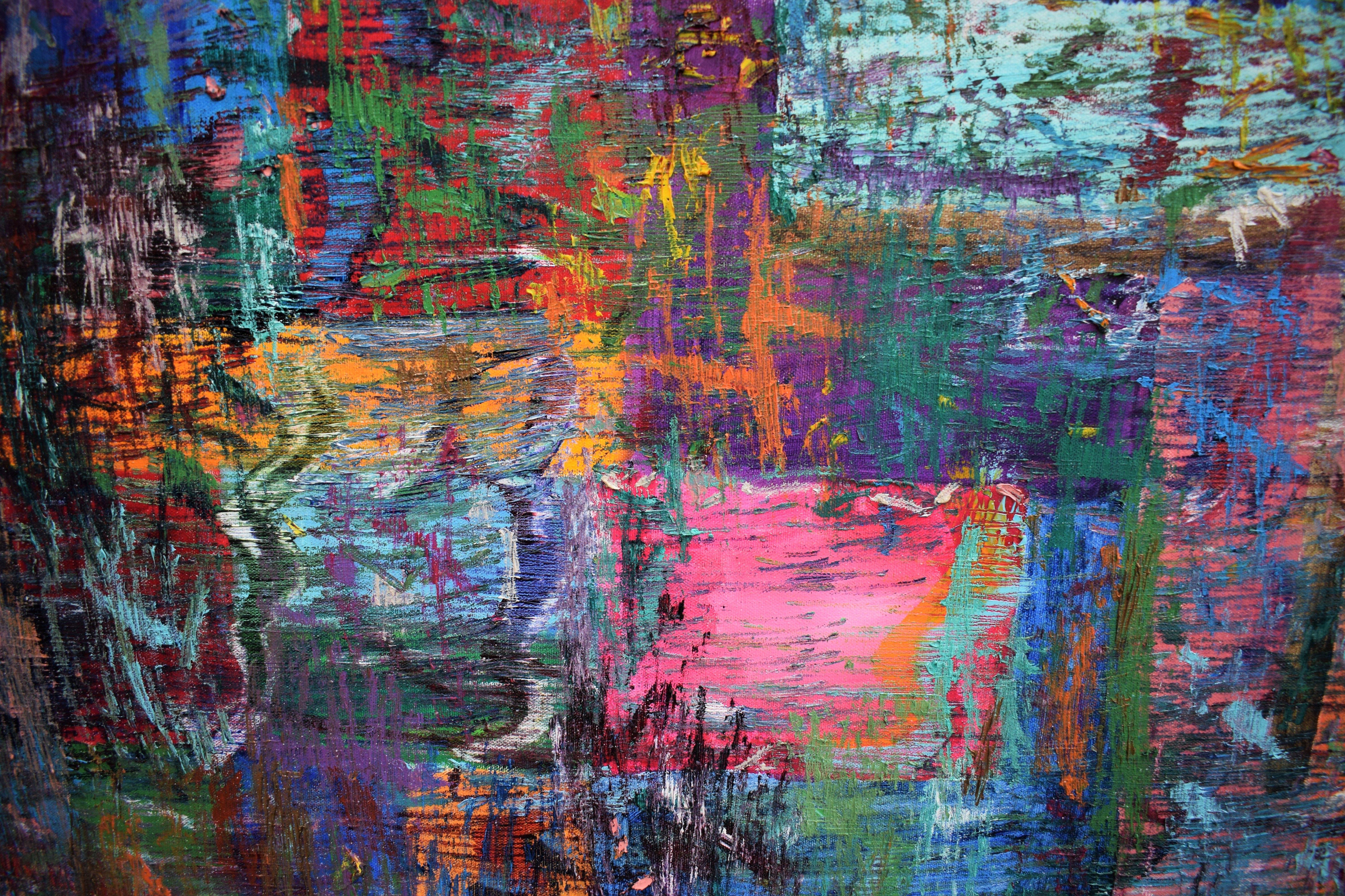 Patchwork, Pittura, Olio su tela - Abstract Painting Grigio di Justin Brown