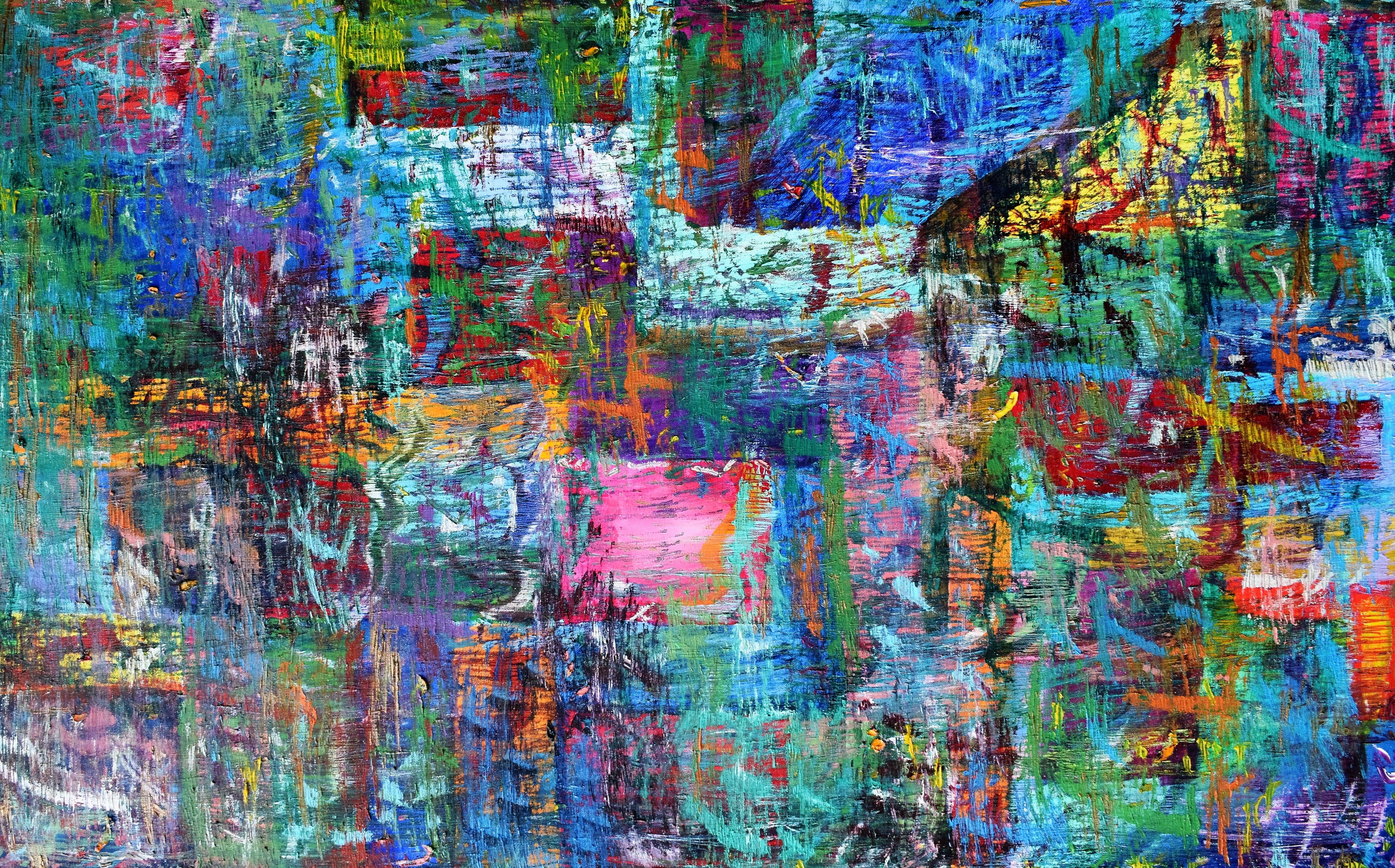 Abstract Painting di Justin Brown - Patchwork, Pittura, Olio su tela