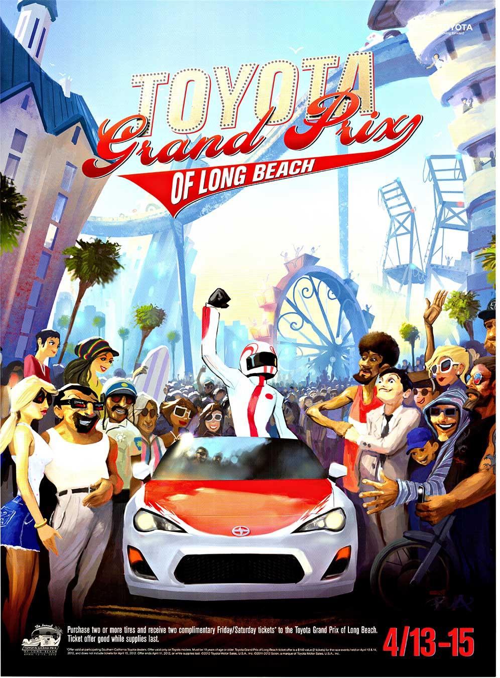 Justin Bua Figurative Print - Original Toyota Grand Prix of Long Beach original 2012 event poster