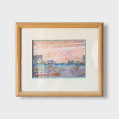 "Unnamed Seascape 2", Impressionist Mixed Media Painting, Framed, 1990s