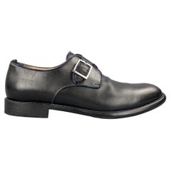 JUSTIN DEAKIN Size 10 Black Leather Monk Strap Loafers