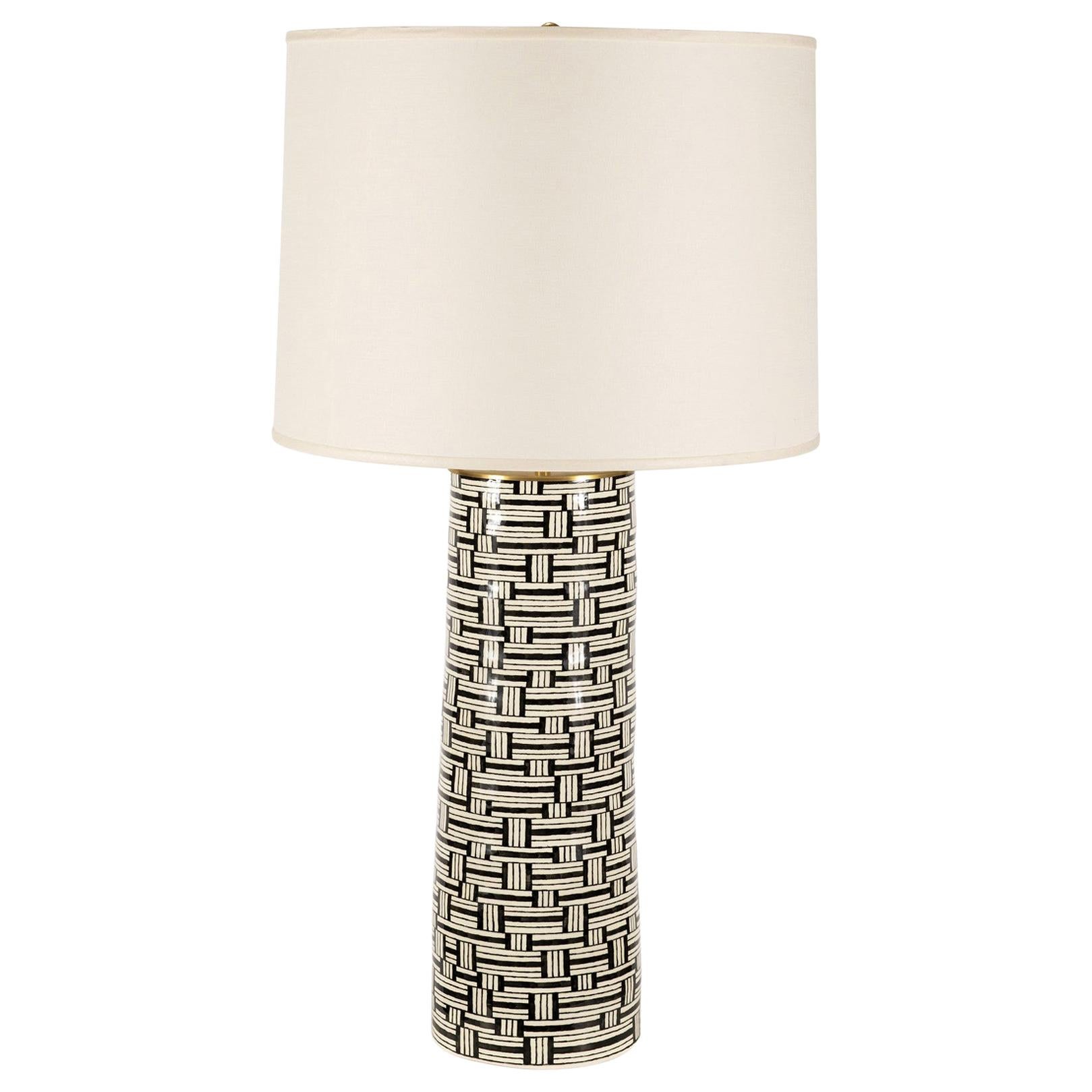 Justin Goodall Dorn Earthenware Lamp with Linen Shade