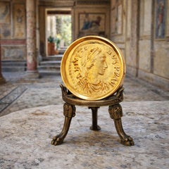 JUSTIN I Byzantinische 24Kt Goldmünze 6 Cent. AD 18kt Anhänger